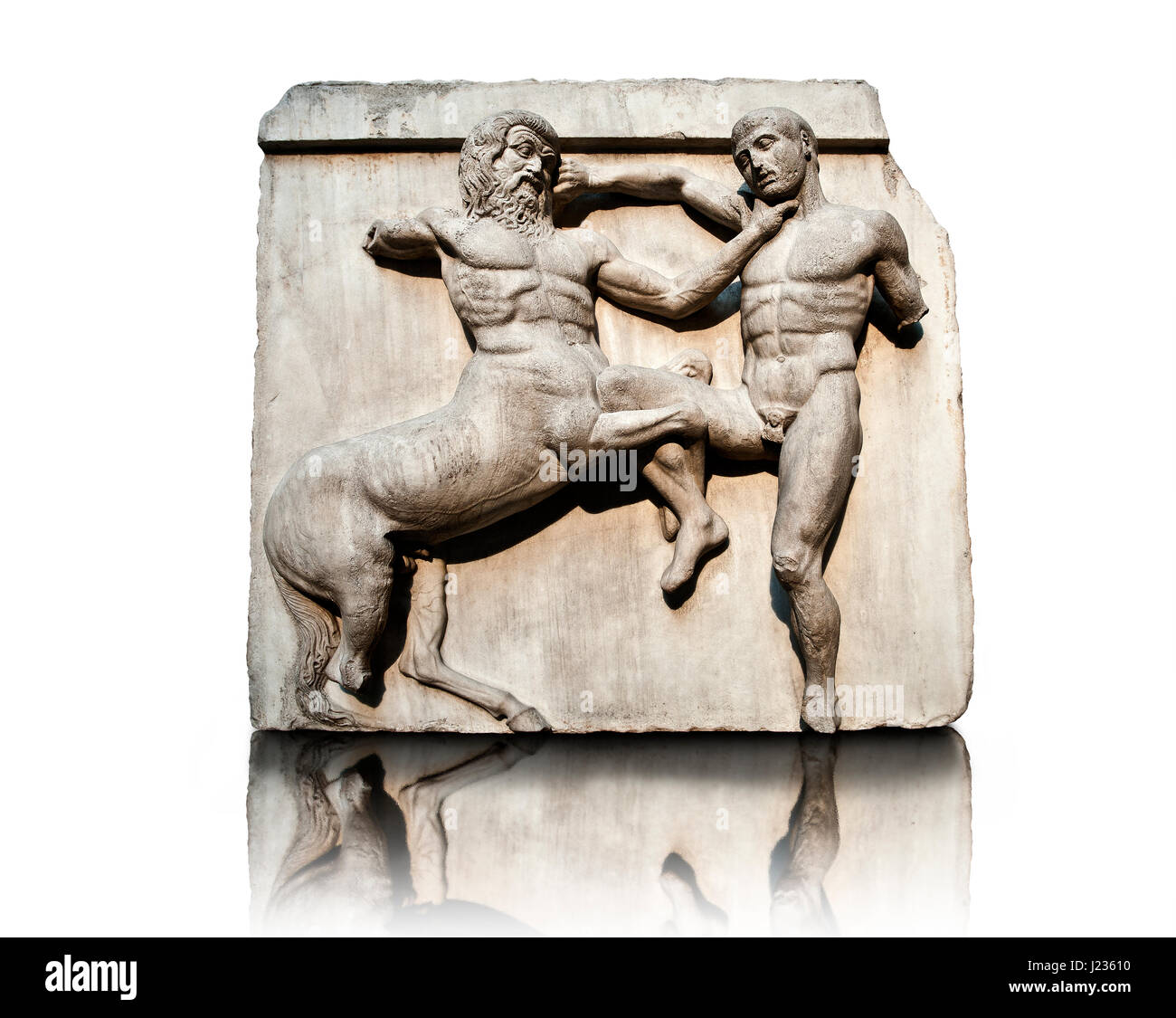 Sculpture de Lapiths Centaures et combattre à partir de l'angle sud-Metope du Parthénon sur l'acropole d'Athènes no XXXII. Aussi connu sous le nom de Banque D'Images