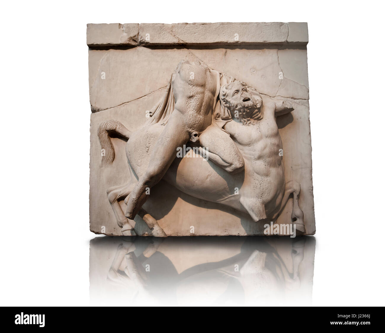 Sculpture de Lapiths Centaures et combattre du Metope du Parthénon sur l'acropole d'Athènes. Metope du sud non II. Également connu sous le nom de l'Elgin m Banque D'Images