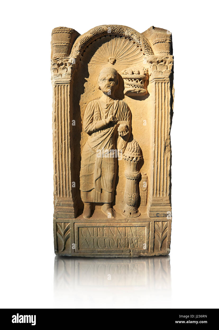 Deuxième Siècle Stèle funéraire romain dédié à Caipenniae Victoriae d'Afrique Proconsularis , jour de la Tunisie. Le Musée national du Bardo, Banque D'Images