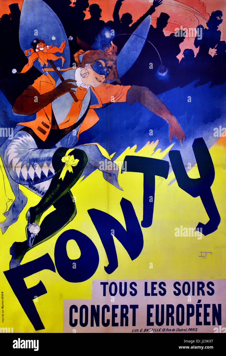 L'affiche (Fonty tous les soirs - Les soirées sont tous ) par Georges de Feure 1893-1894 Lithographie France French Banque D'Images