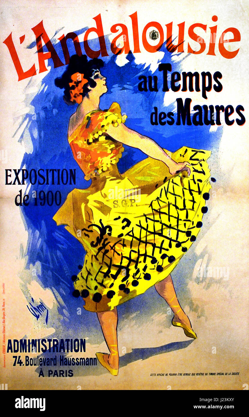 L'affiche (L'Andalousie au temps des Maures) par Jules Cheret 1900 Lithographie France French Banque D'Images