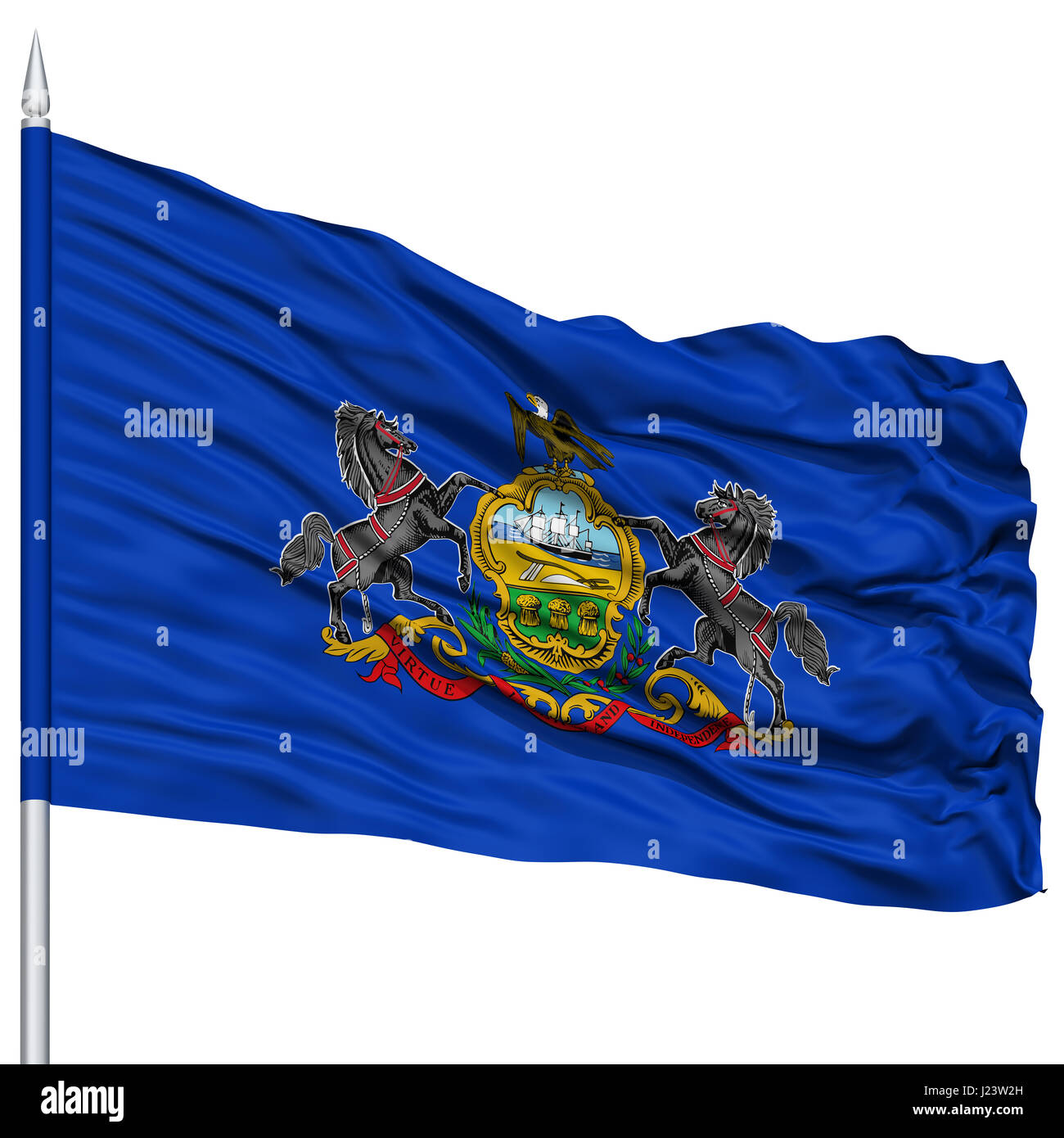 La Pennsylvanie isolés drapeau sur mât, USA state Banque D'Images