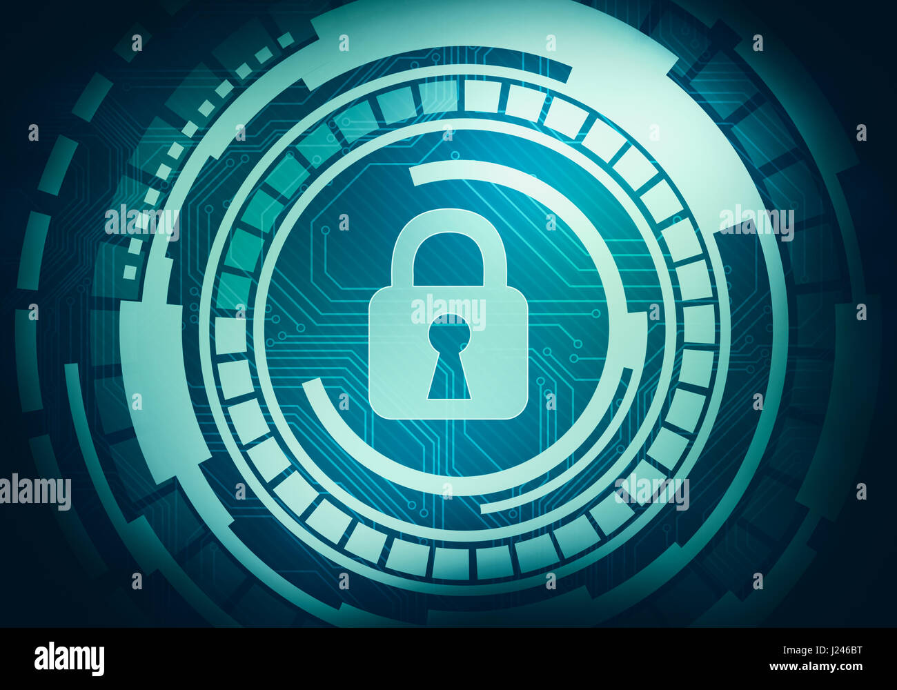 Abstract concept numérique avec écran tactile interface internet cercle de sécurité des données et la sécurité sur le circuit de verrouillage arrière-plan. microchip Pour la marque, grap Banque D'Images