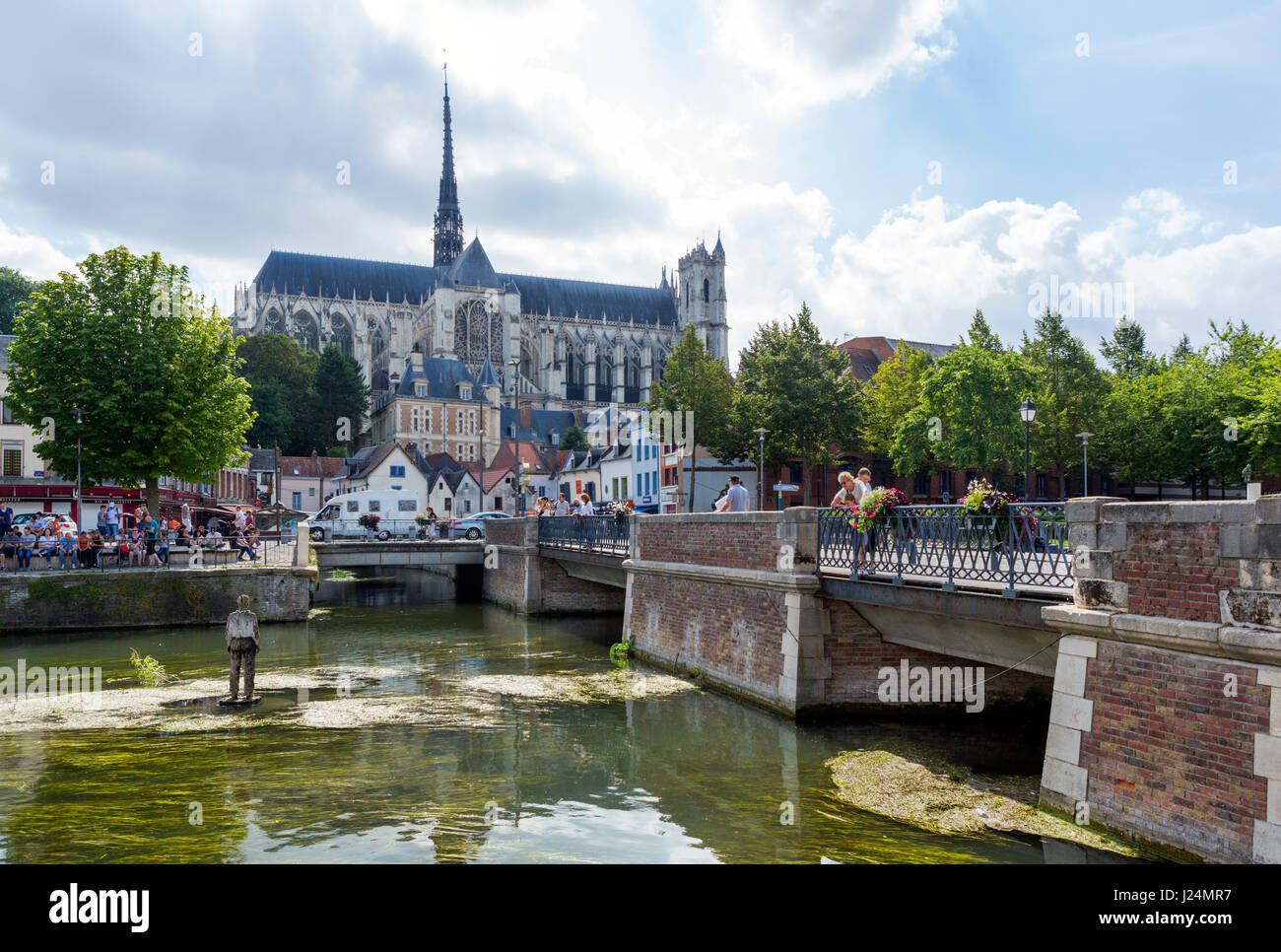La Cathédrale d'Amiens (CathÃ©drale Notre-Dame d'Amiens) du quartier St-Leu, Amiens, Picardie, France Banque D'Images
