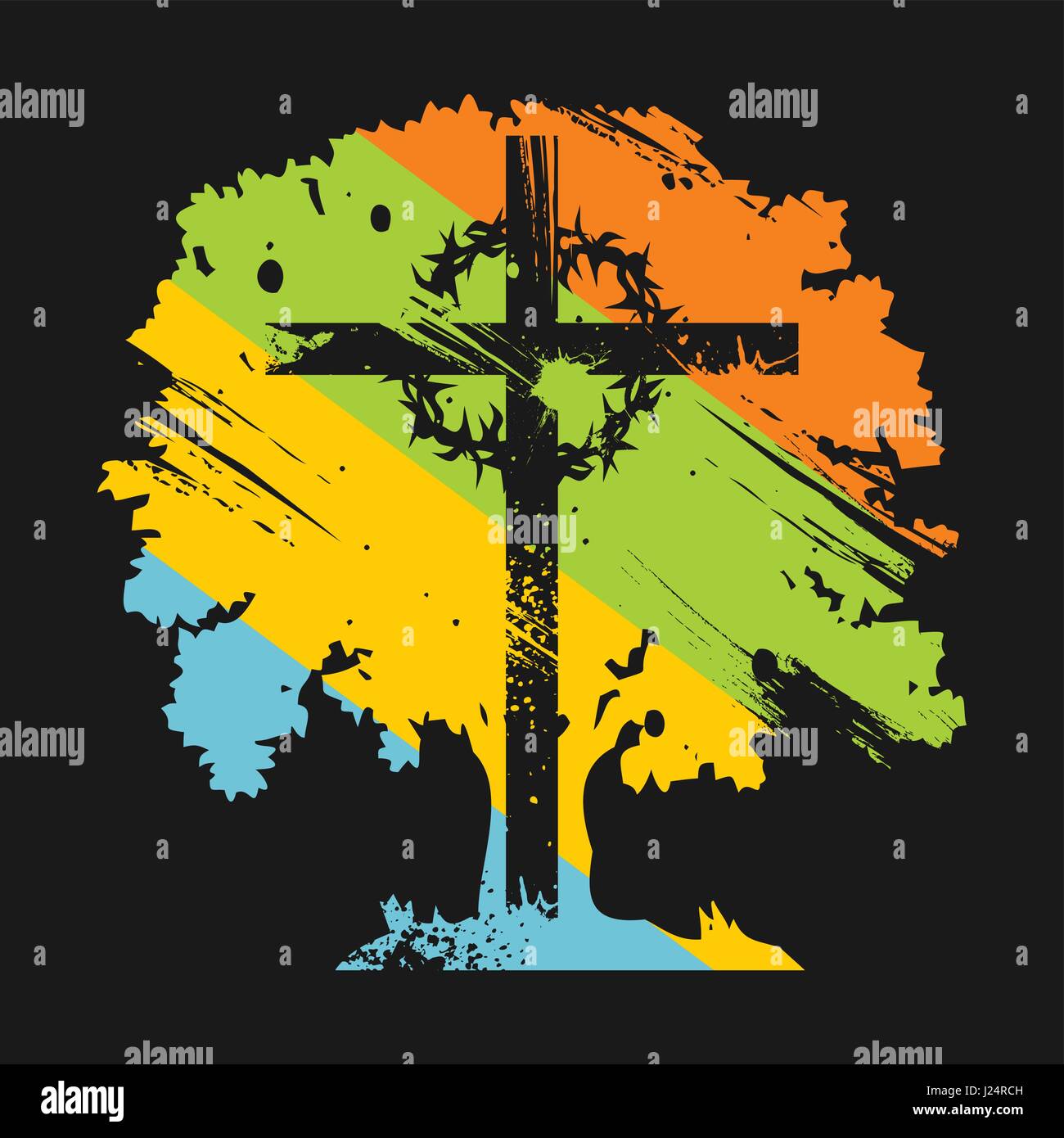 Christian imprimer. Symboles de la Bible. L'arbre de la vie éternelle