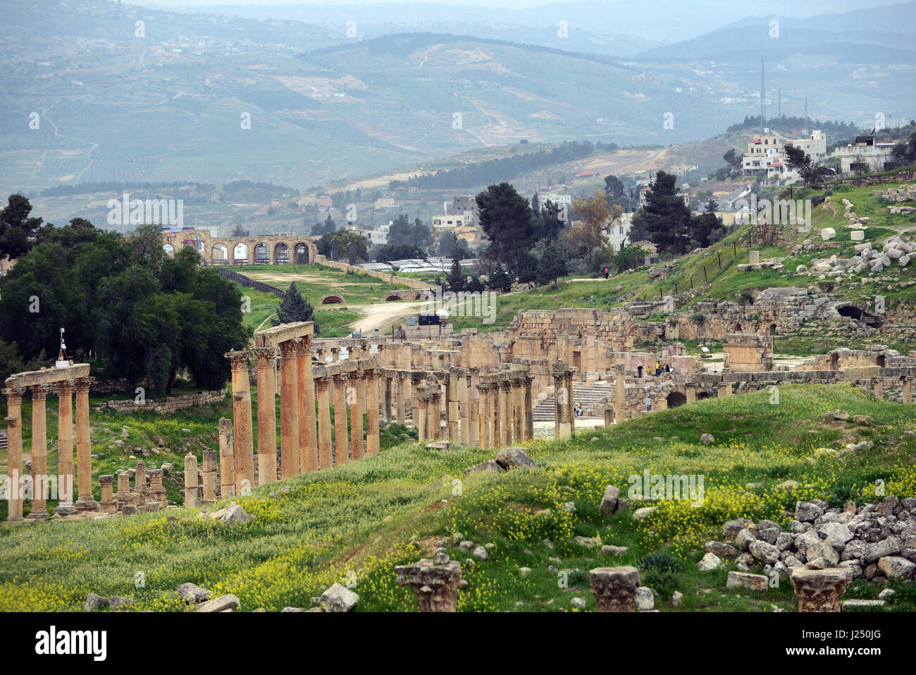 L'ancienne ville romaine de Jerash en Jordanie. Banque D'Images