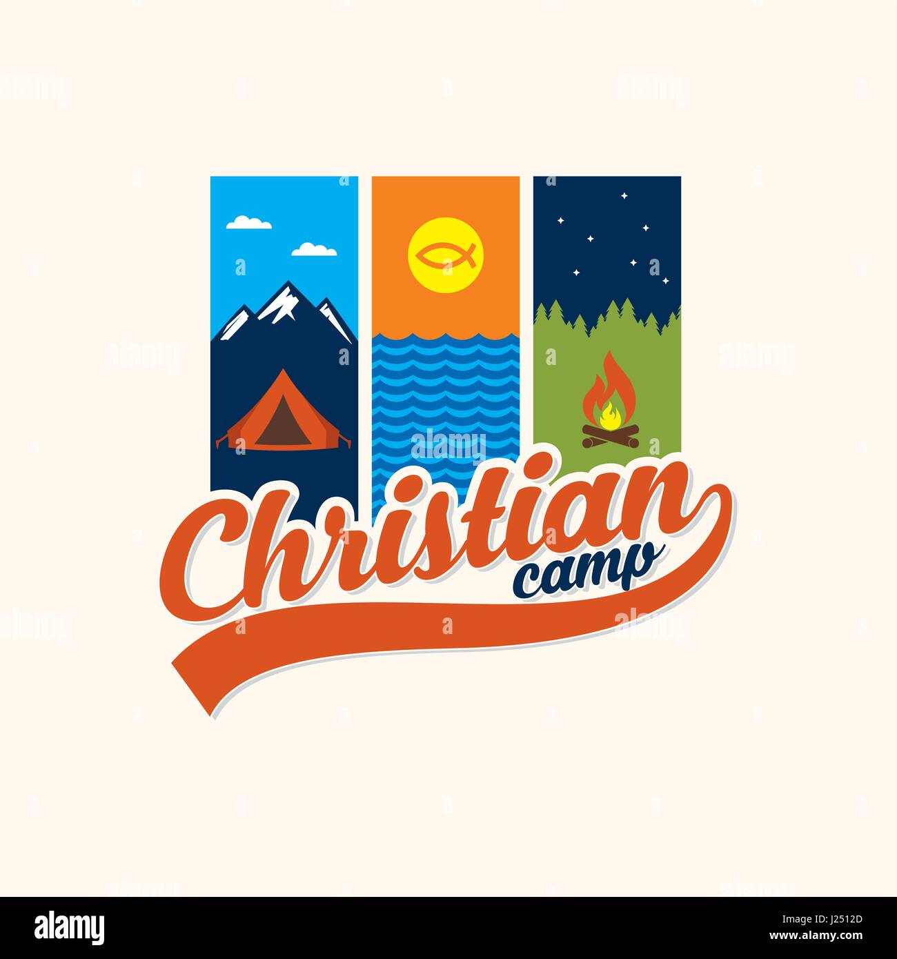 Logotype d'un camp chrétien, un camp d'été Illustration de Vecteur