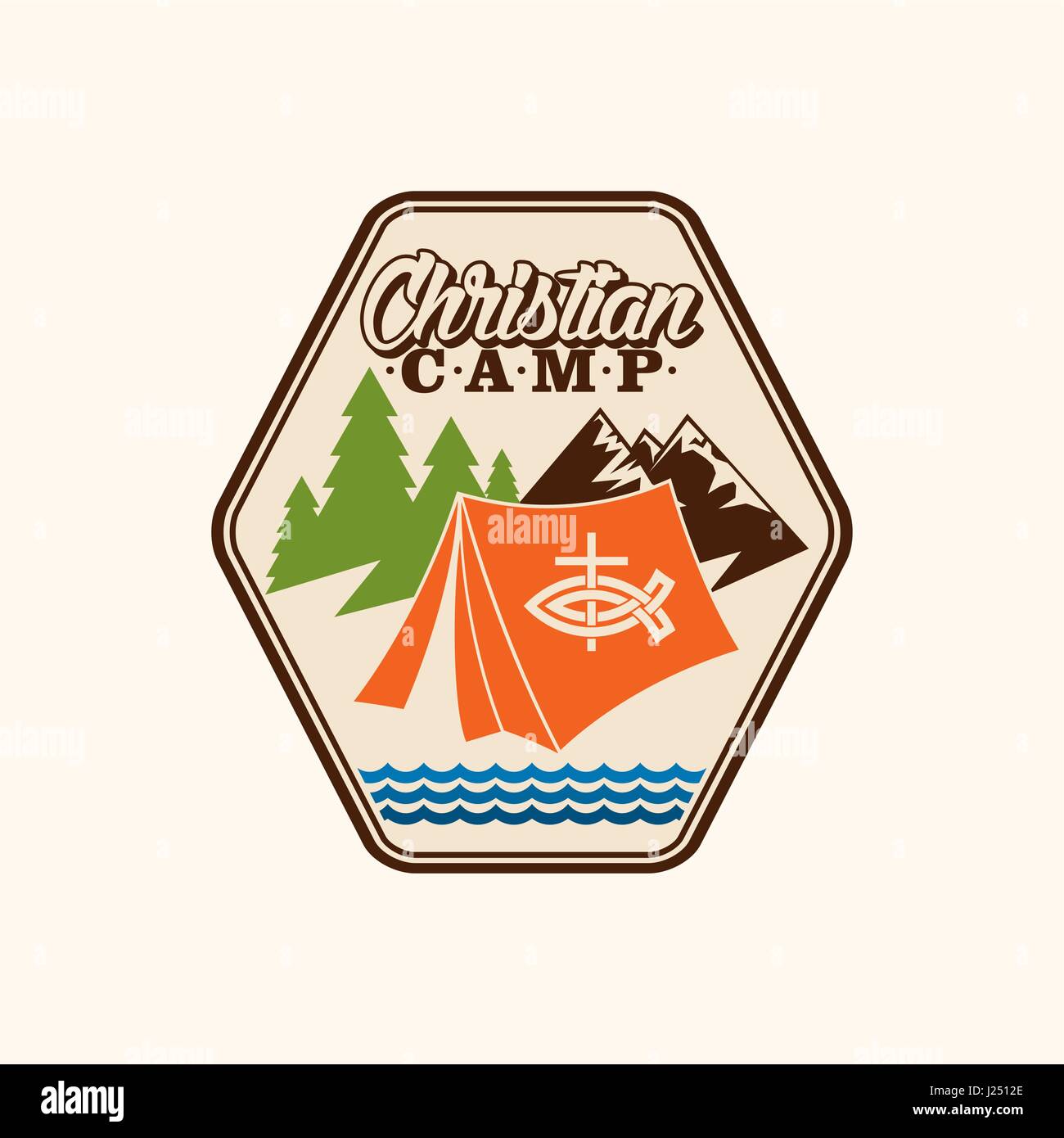 Logotype d'un camp chrétien, un camp d'été Illustration de Vecteur