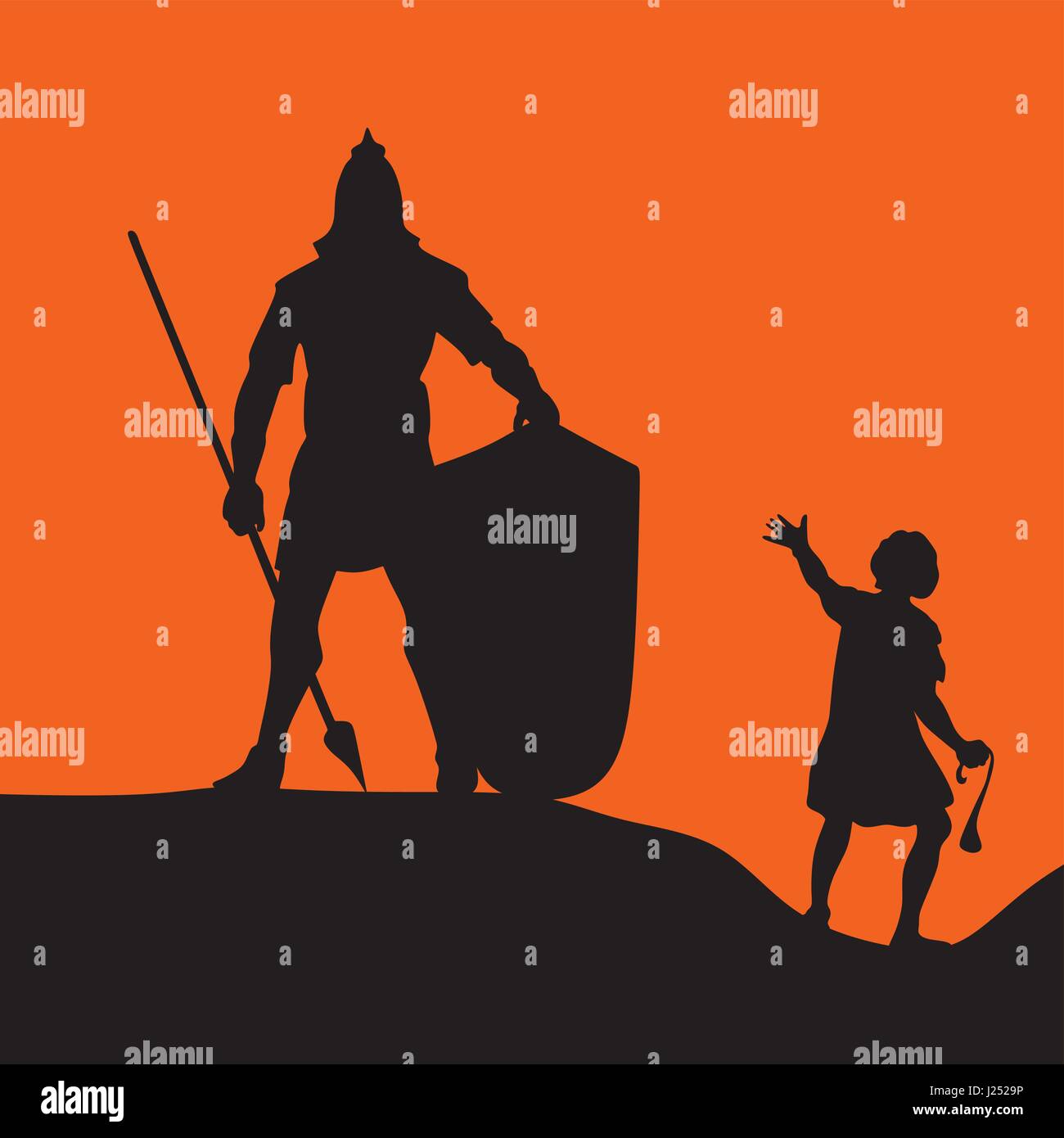 Une histoire biblique au sujet de David et Goliath Illustration de Vecteur