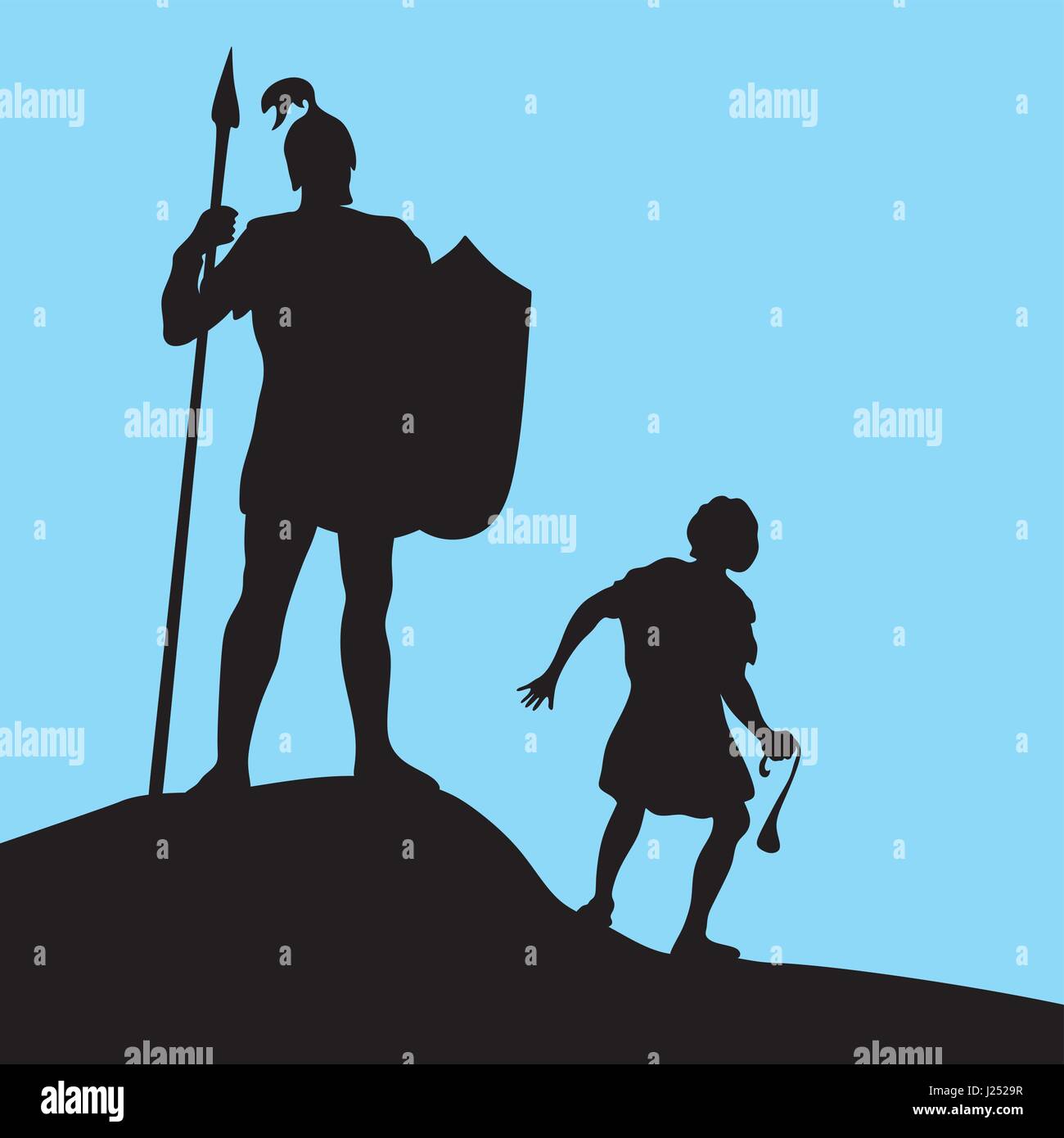 Une histoire biblique au sujet de David et Goliath Illustration de Vecteur
