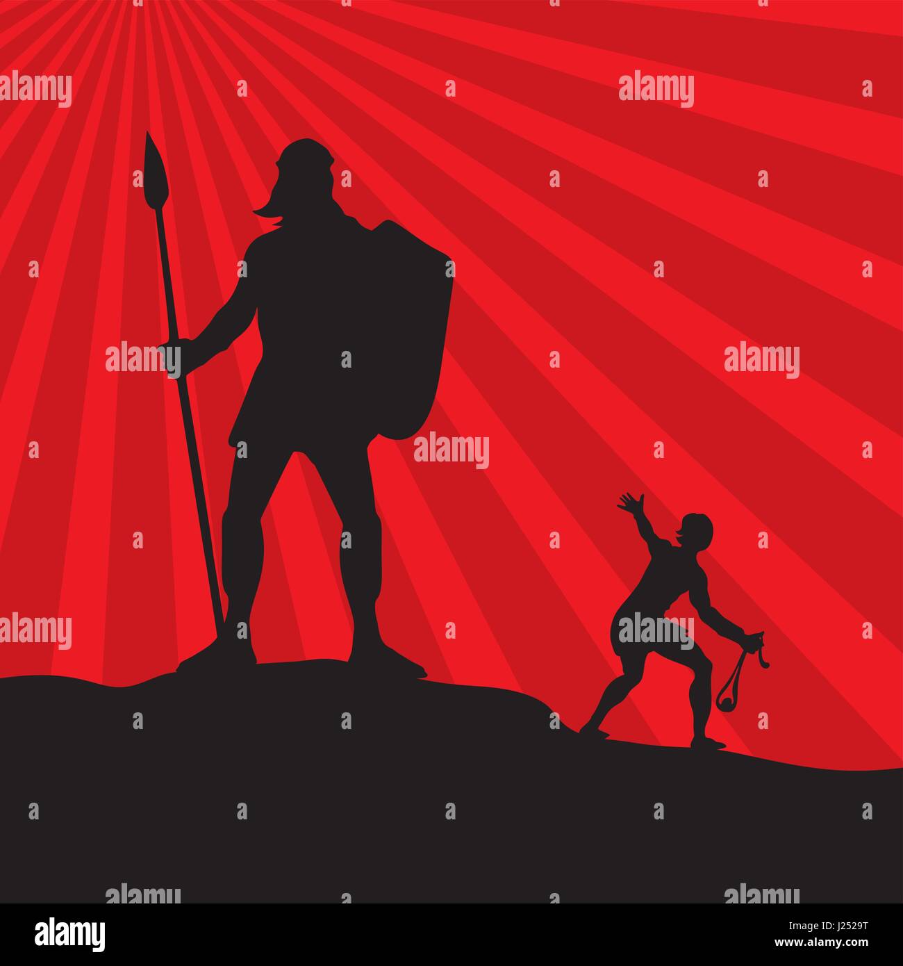 Une histoire biblique au sujet de David et Goliath Illustration de Vecteur