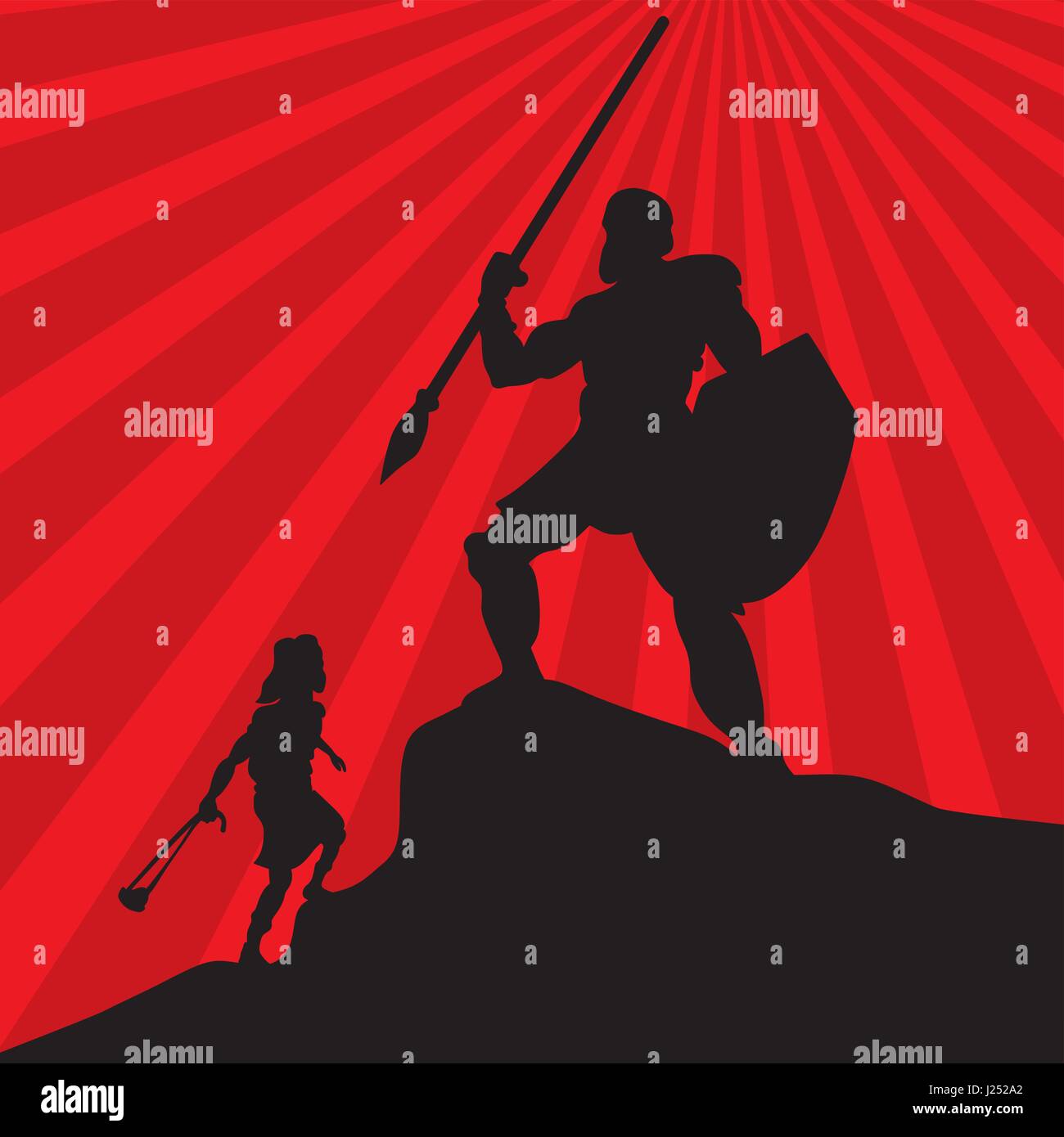 Une histoire biblique au sujet de David et Goliath Illustration de Vecteur