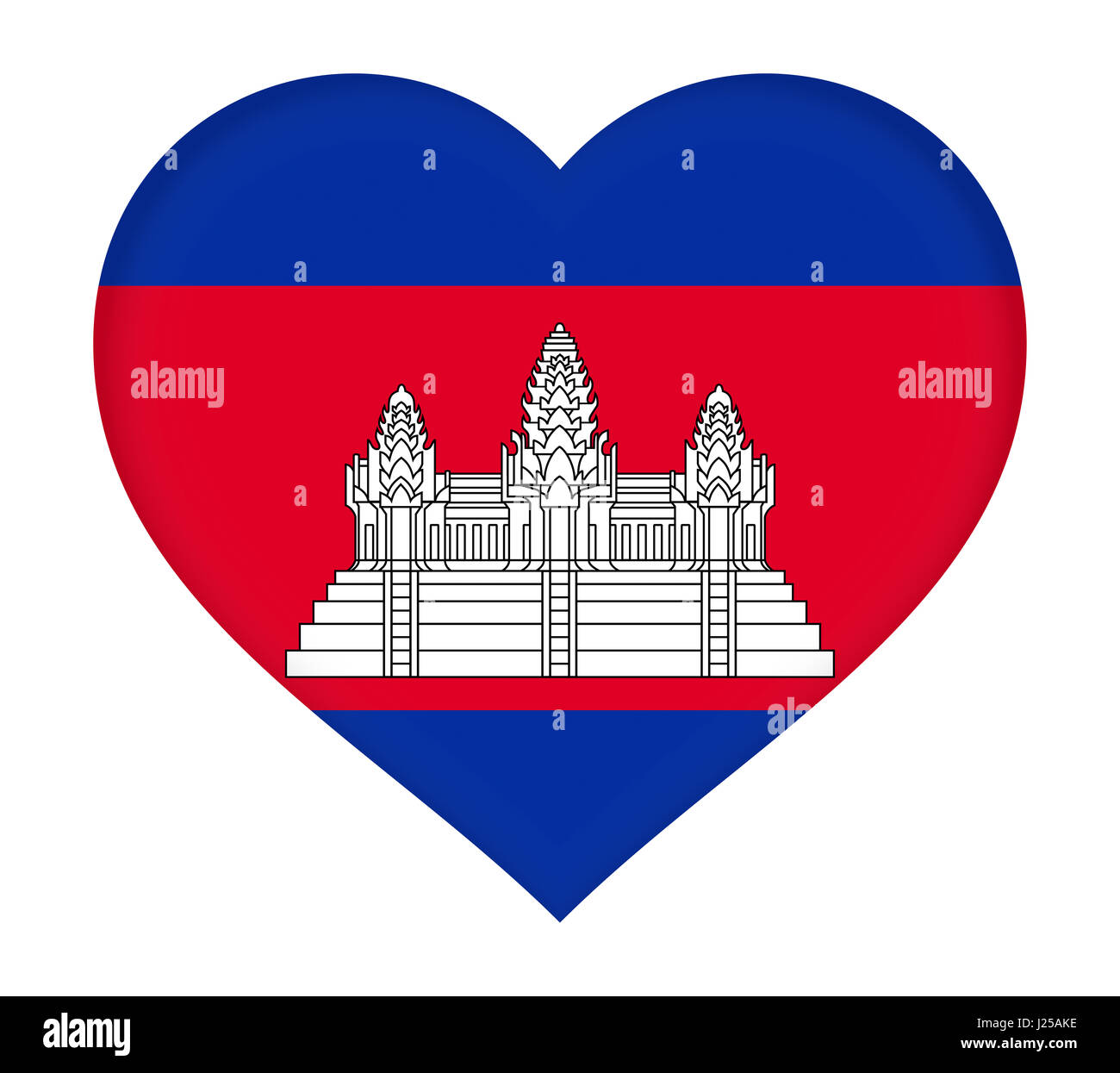 Illustration du drapeau du Cambodge en forme de coeur. Banque D'Images