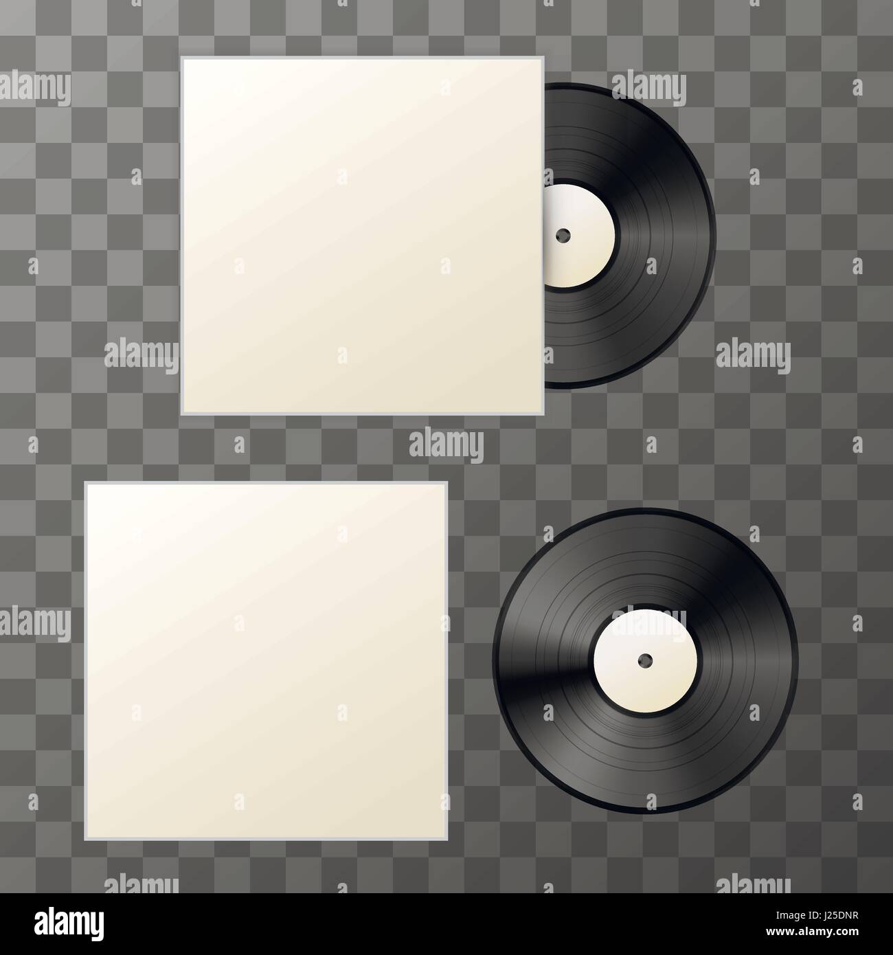 Maquette de disque vinyle blanc avec couvercle sur fond transparent Illustration de Vecteur