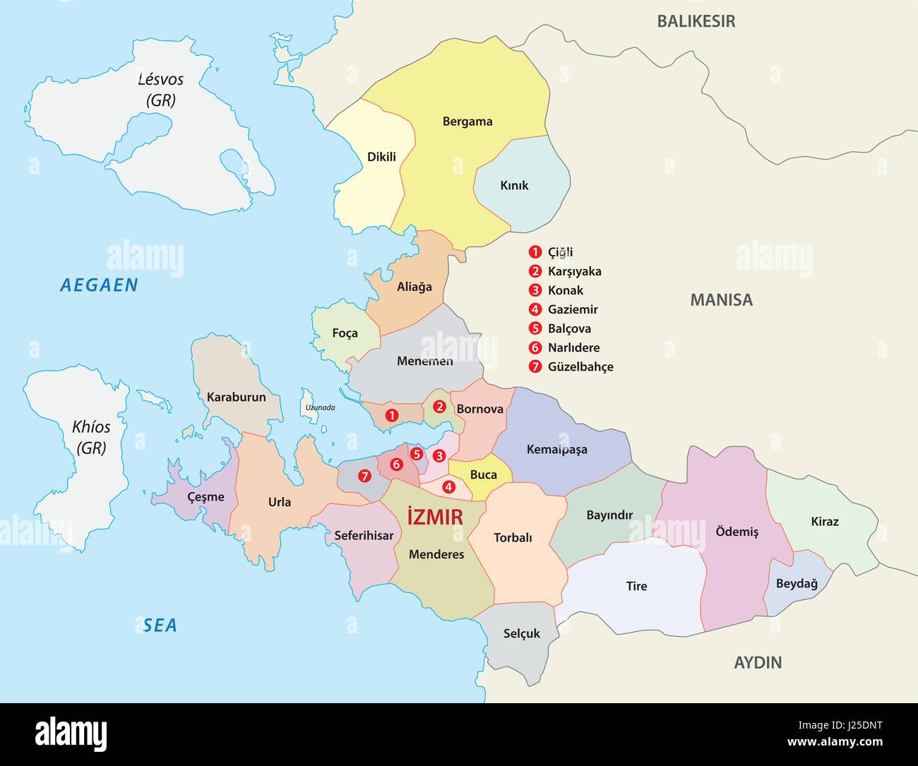 Province izmir carte administrative Image Vectorielle Stock - Alamy