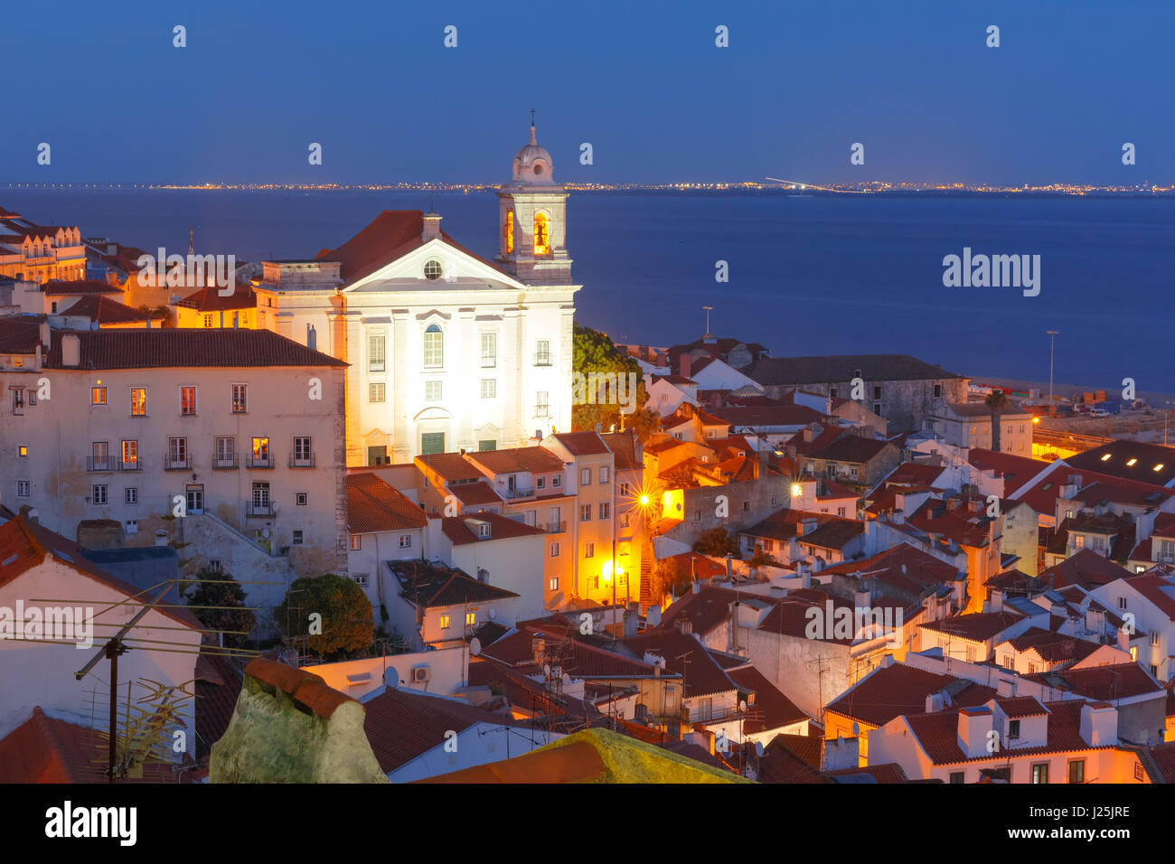 Nuit à l'Alfama, Lisbonne, Portugal Banque D'Images