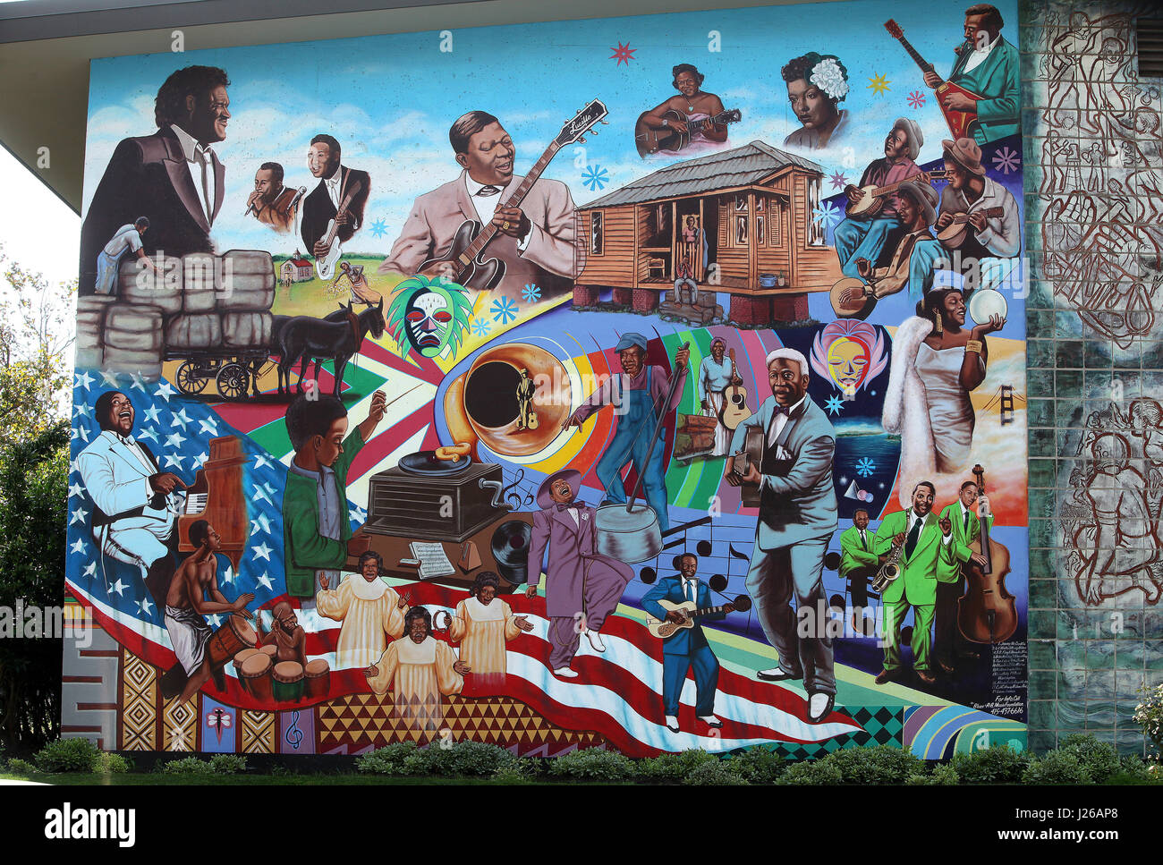 San Francisco, USA : peinture murale célébrant la musique noire américaine Banque D'Images