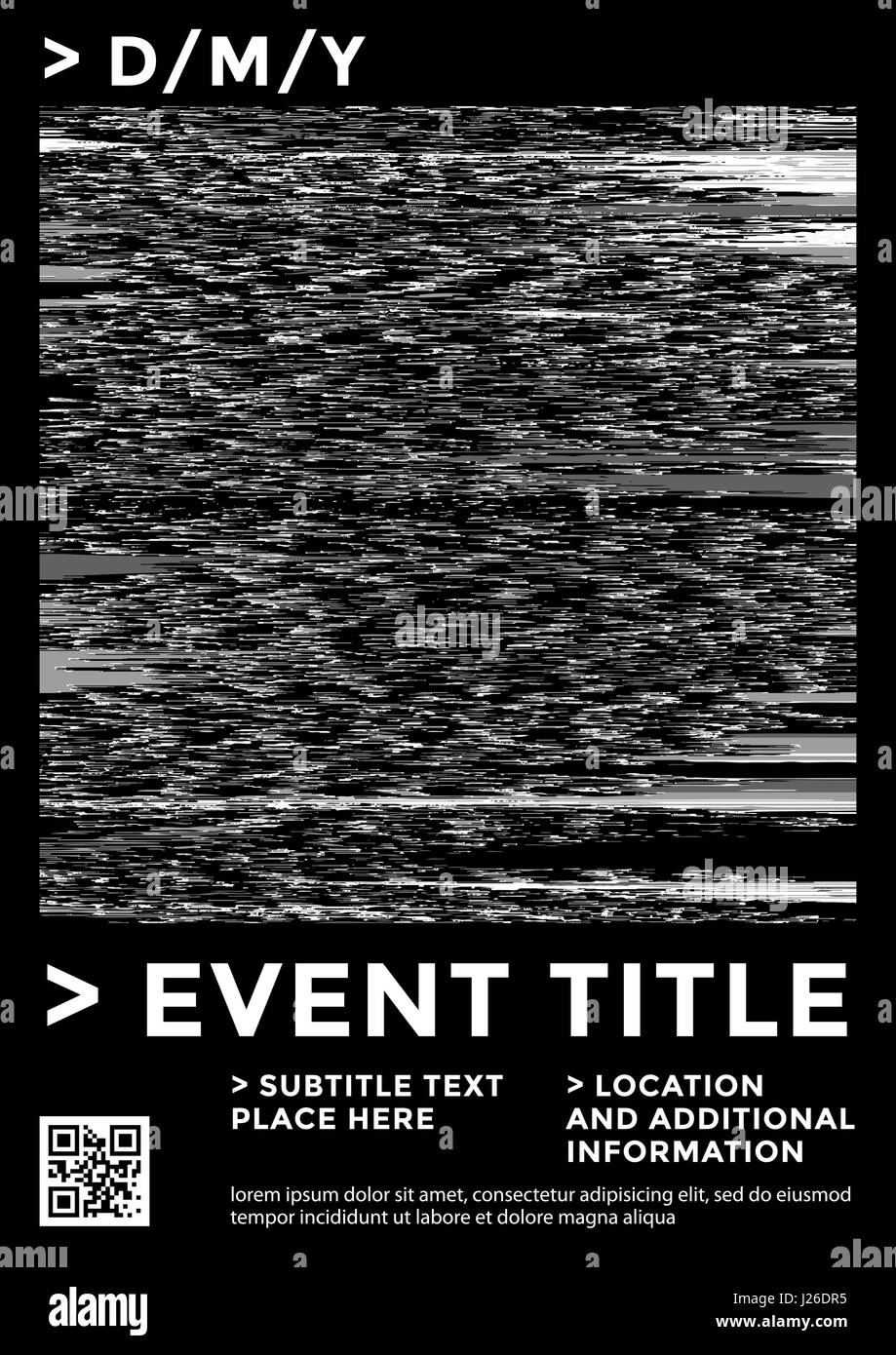 Vector abstract gris glitch art numérique du bruit parasite affiche flyer conception modèle de page d'arrière-plan isolé Illustration de Vecteur