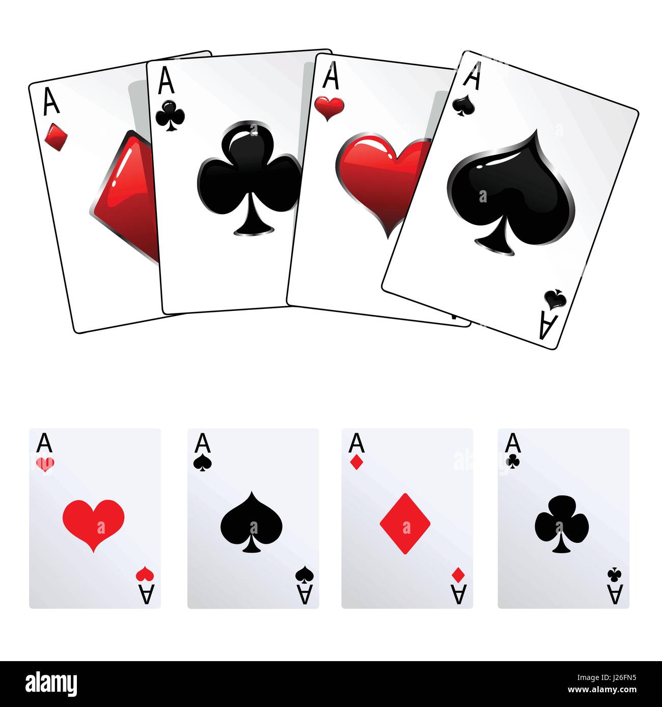 Une main de poker gagnante de quatre as carte à jouer Illustration de Vecteur