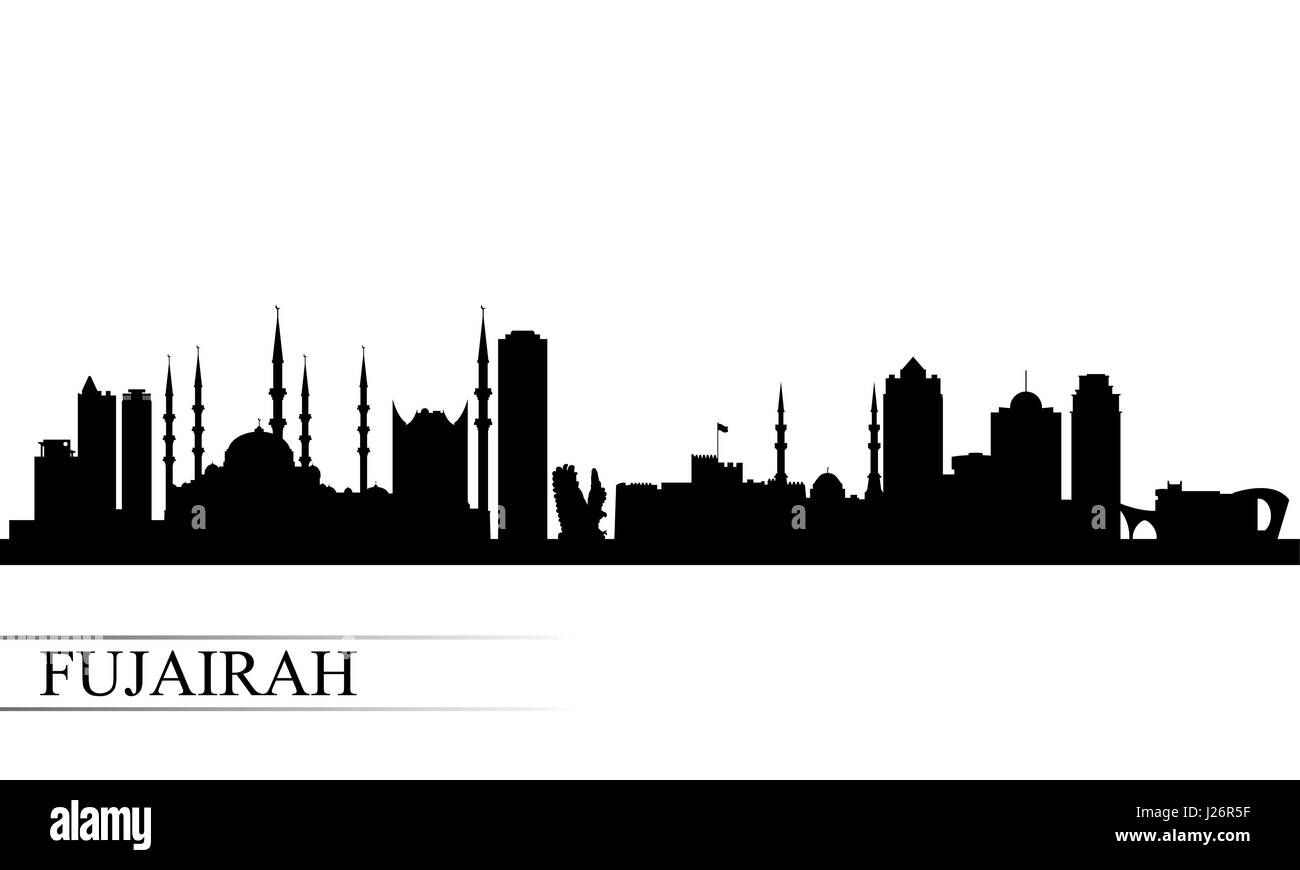 Les toits de la ville de Fujairah, fond silhouette vector illustration Illustration de Vecteur