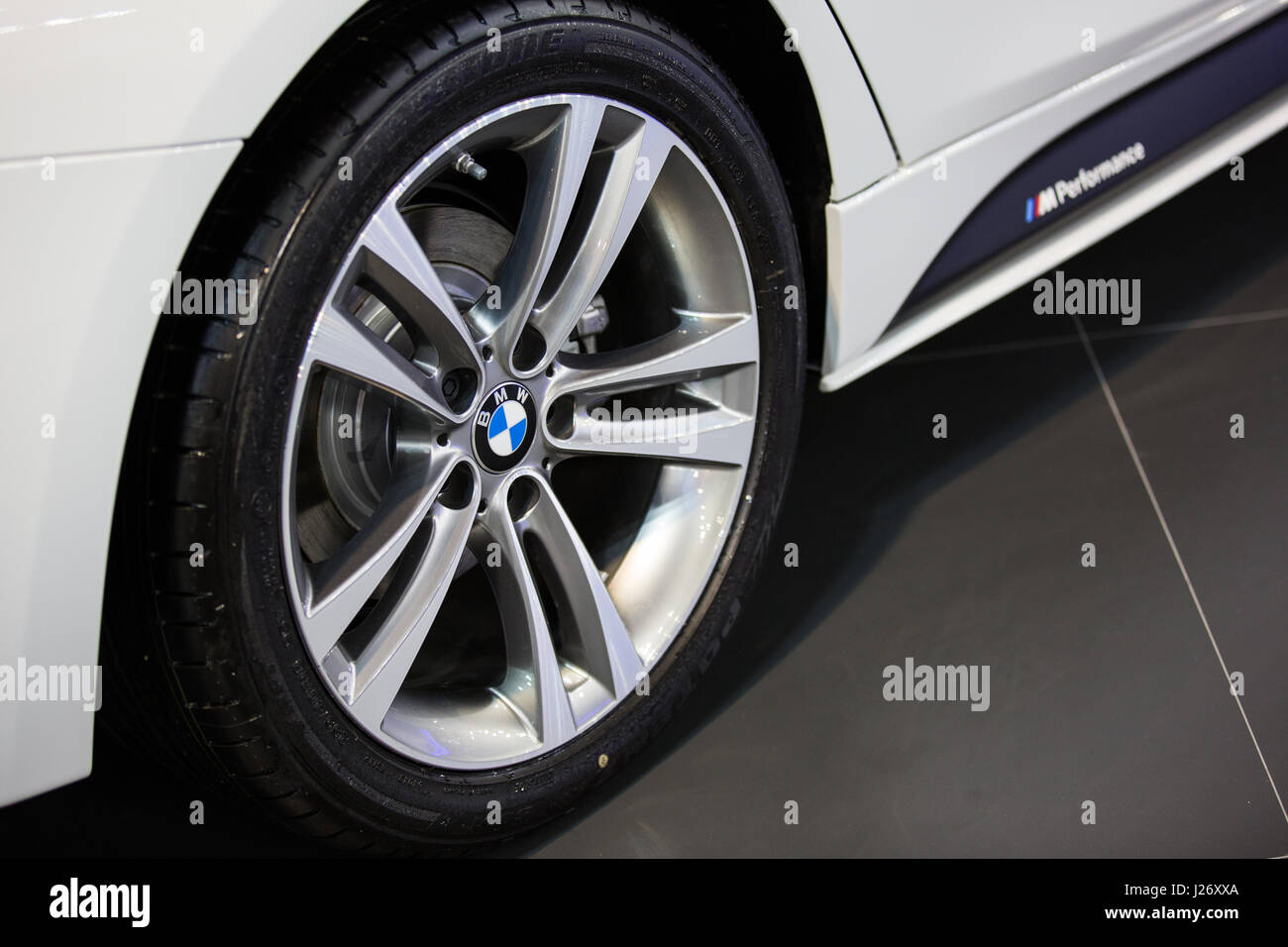 Belgrade, Serbie - 24 mars 2017 : Nouvelle BMW Série 3 M Performance présentée à Belgrade 53è International Motor Show - MSA (OICA). Banque D'Images