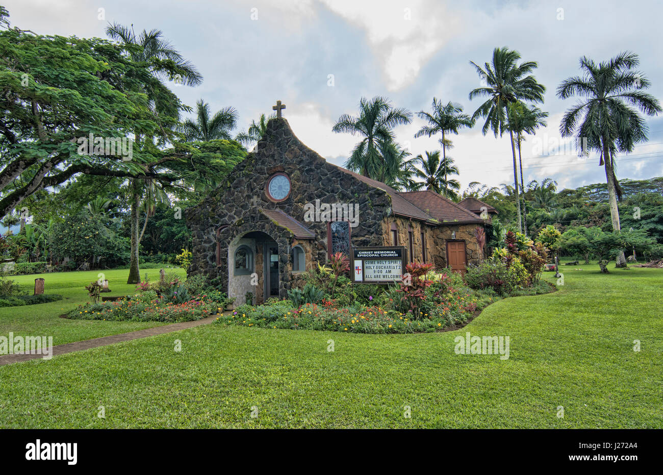 Le Kilauea Kauai Hawaii Christ Episcopal Church Memorial historique 1941 Banque D'Images