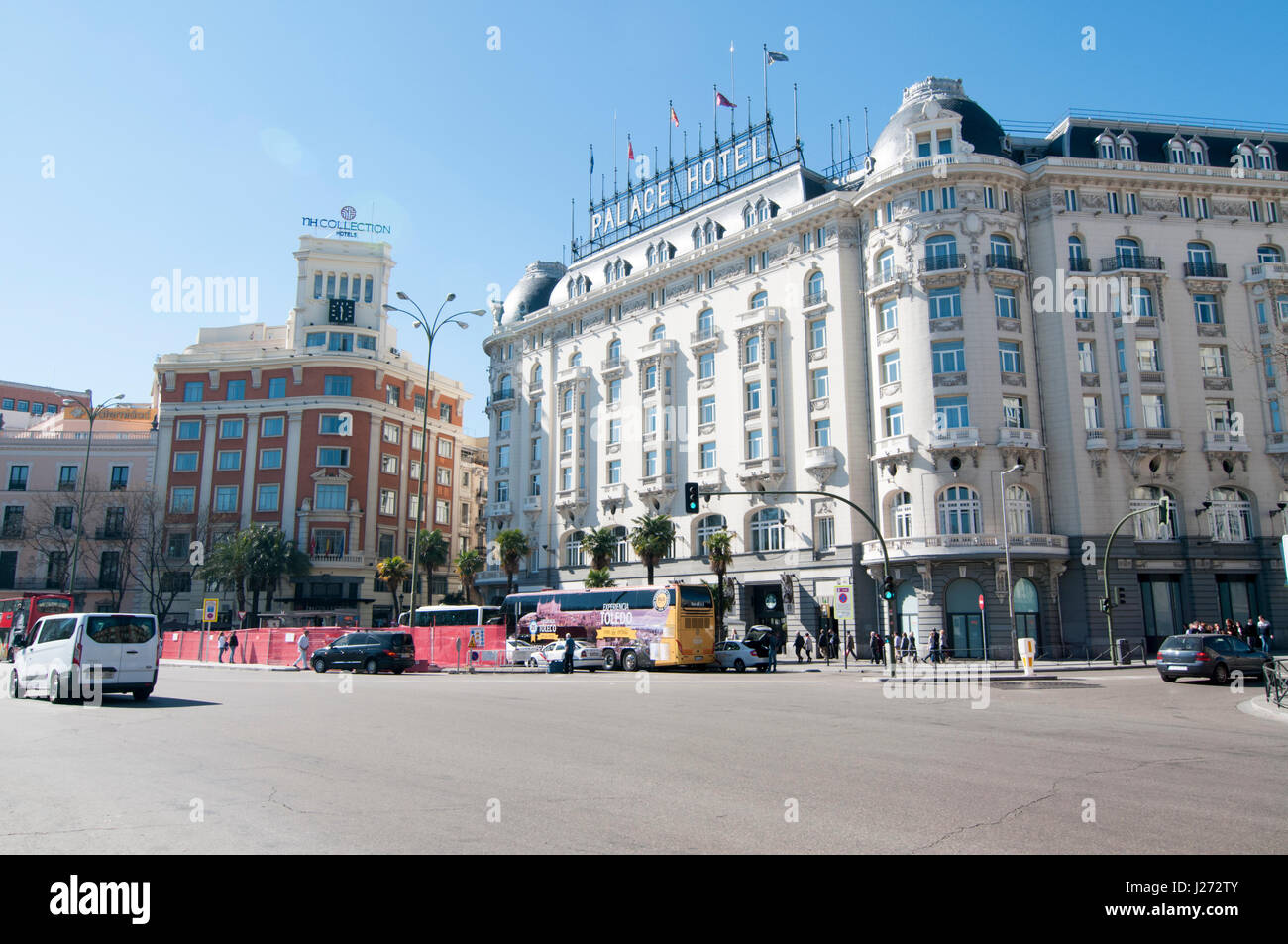 L'extérieur de l'Hôtel Palace, sur le Paseo del Prado, Madrid, Espagne Banque D'Images