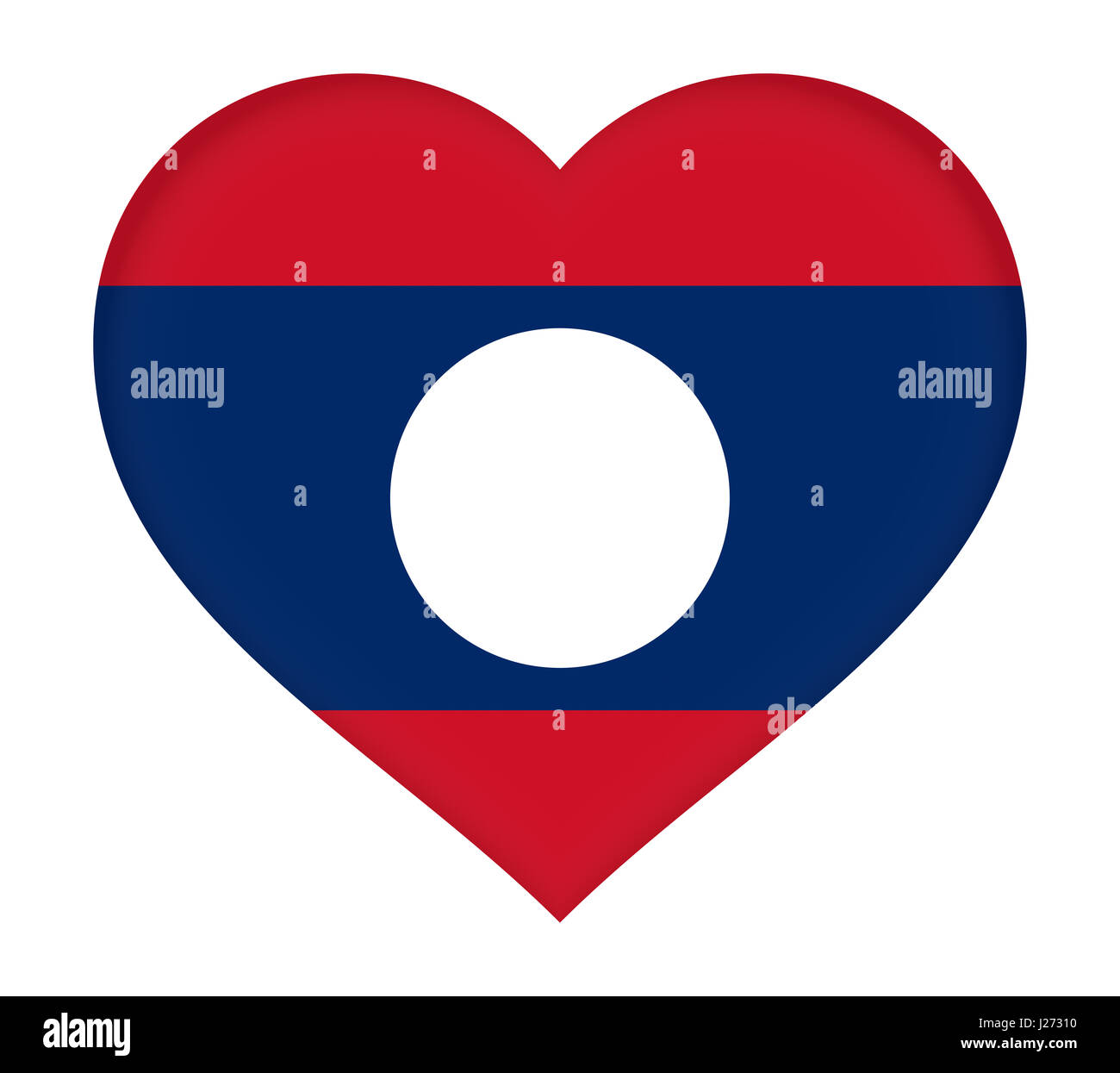 Illustration du drapeau du Laos en forme de coeur. Banque D'Images