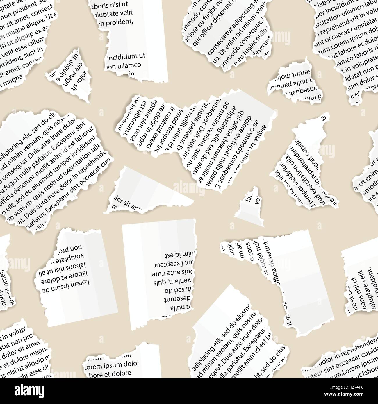 Morceaux de papier déchiré blanc document texte, motif transparent Illustration de Vecteur