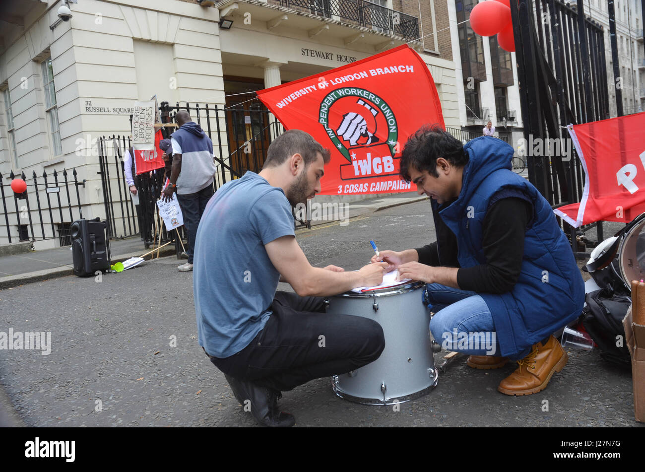 Londres, Royaume-Uni. 16 mai, 2017. IWGB la grève, à l'Université de Londres. Crédit : Philip Robins/Alamy Live News Banque D'Images