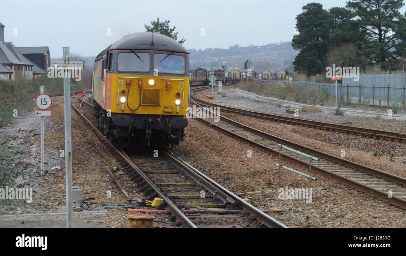 Colas Rail 56078 locomotive diesel de la classe 56 à la gare de Newton Abbot, Devon, England, UK Banque D'Images