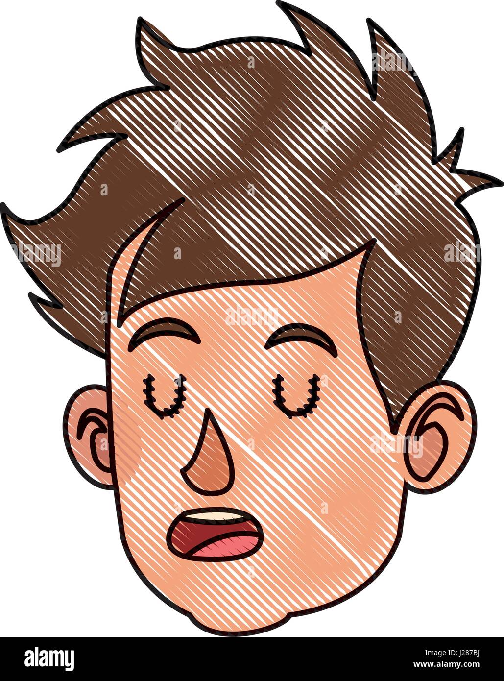 Caricature Dessin Enfant Garcon Tete Yeux Fermer Image Vectorielle Stock Alamy