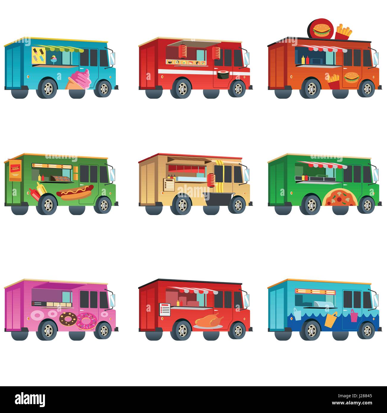 Un vecteur illustration de dessins colorés icône camion alimentaire Illustration de Vecteur
