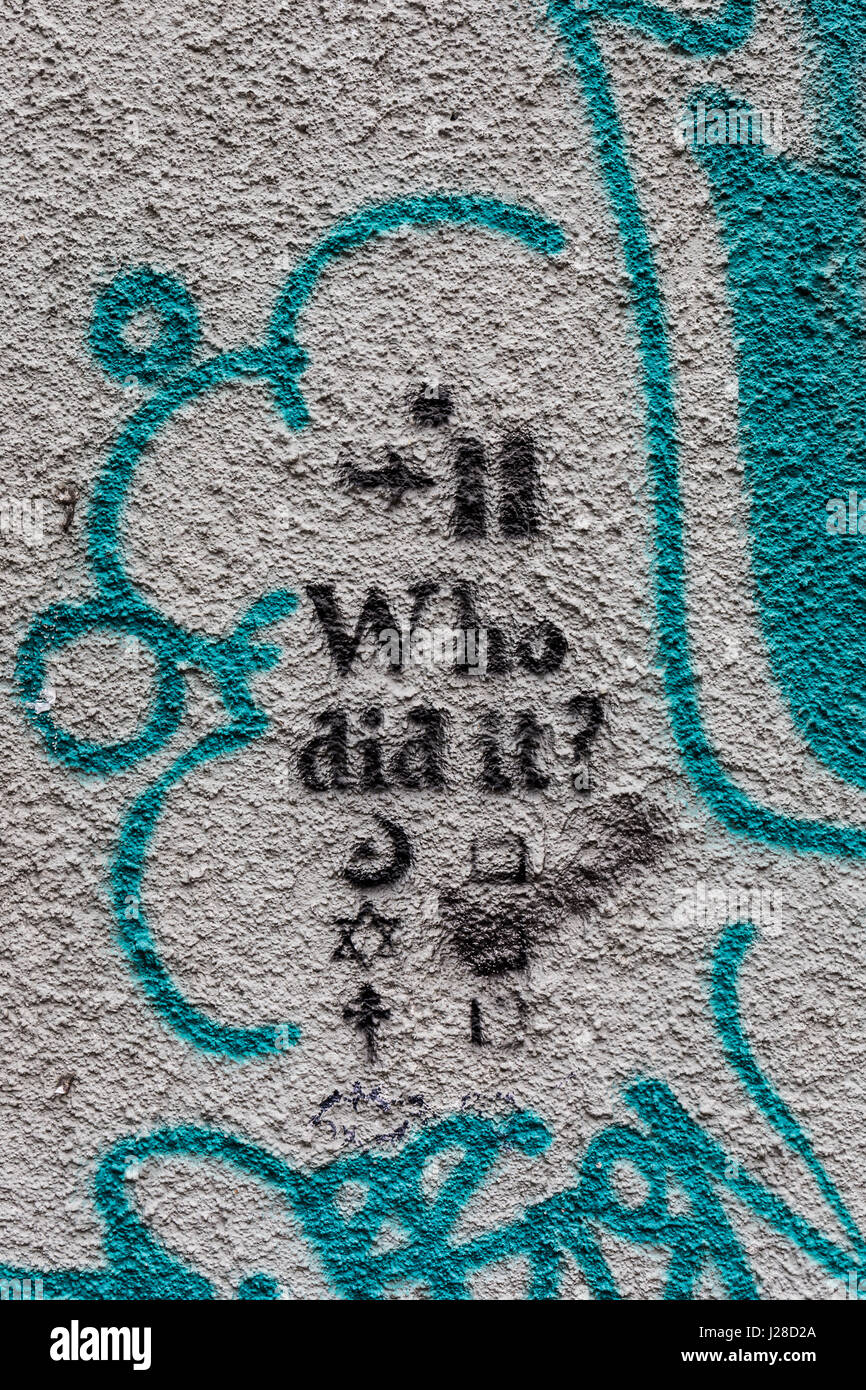 Qui l'a fait ? 9/11 graffiti, Ljubljana Banque D'Images