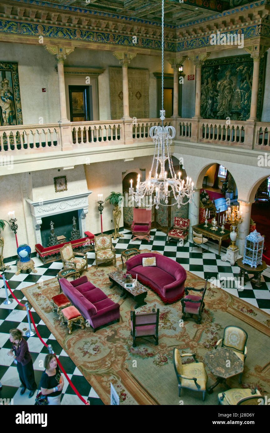 Intérieur de Ca d'Zan, l'hôtel particulier de la Renaissance méditerranéenne, propriétaire du cirque et d'art John Ringling et sa femme Mable, Sarasota, Floride. Banque D'Images