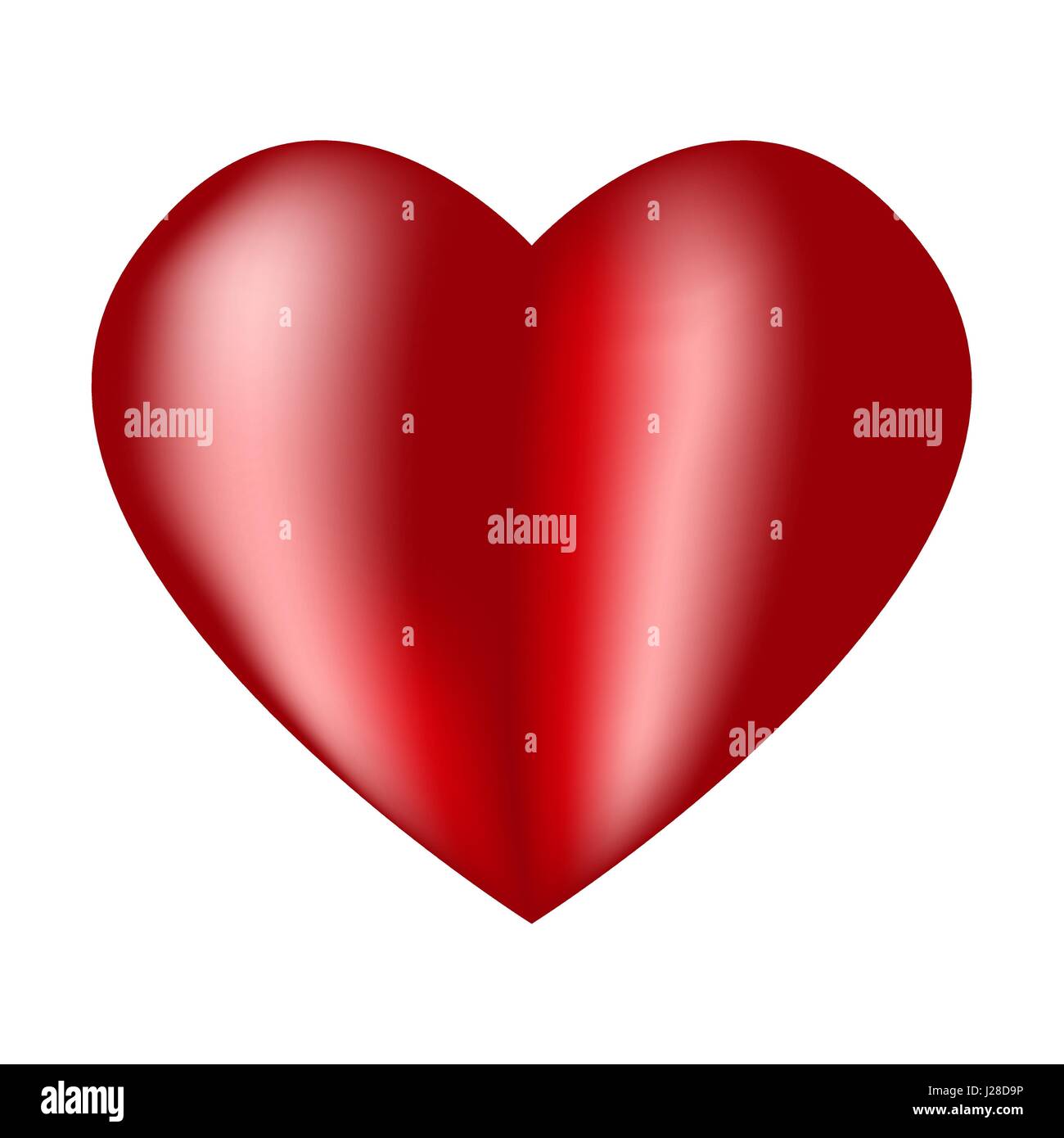 Coeur rouge de grand volume avec des réflexions et allumé et d'autre. Cadeau pour la Saint Valentin Illustration de Vecteur