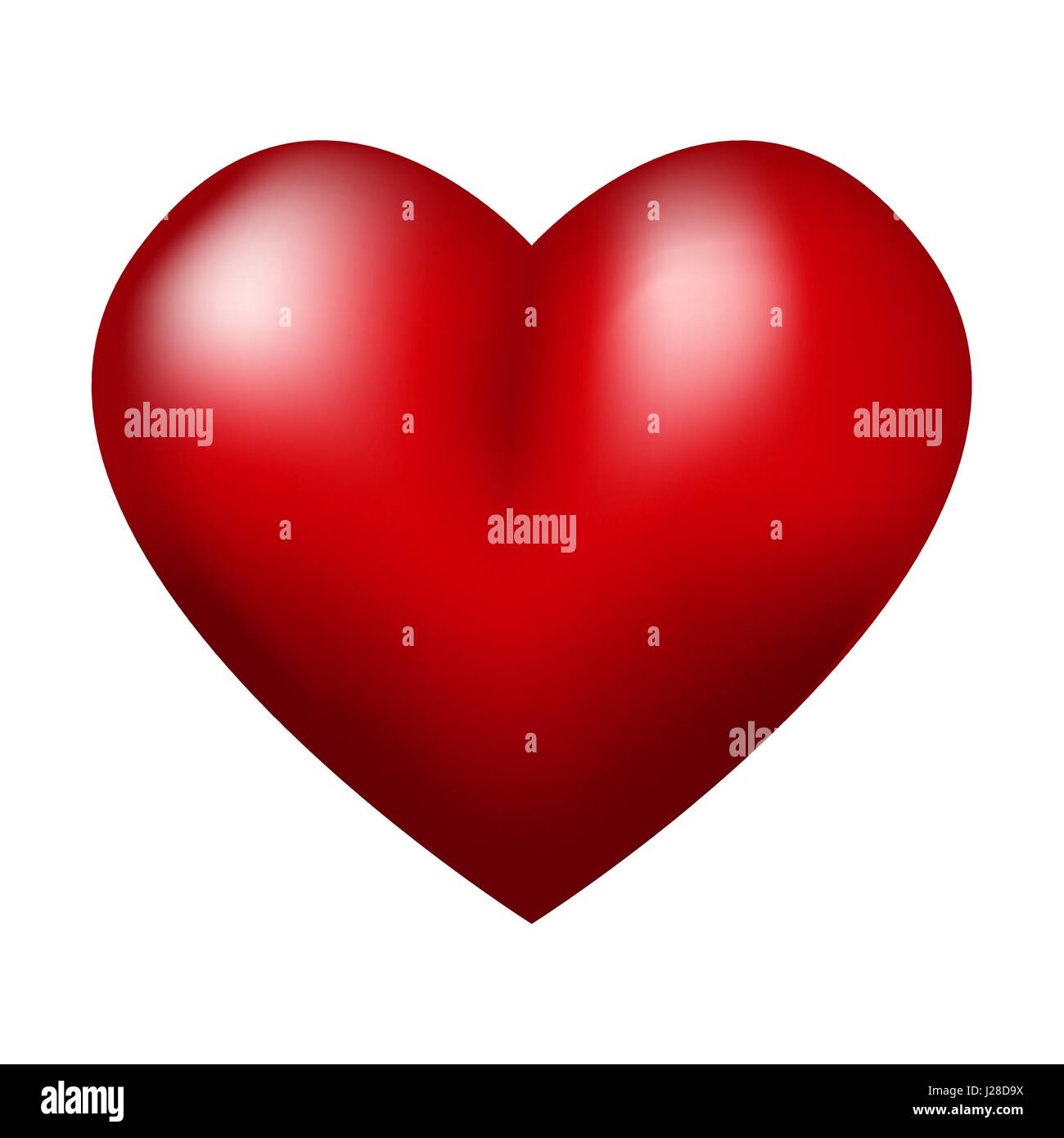 Coeur rouge de grand volume avec des réflexions et allumé et d'autre. Cadeau pour la Saint Valentin Illustration de Vecteur