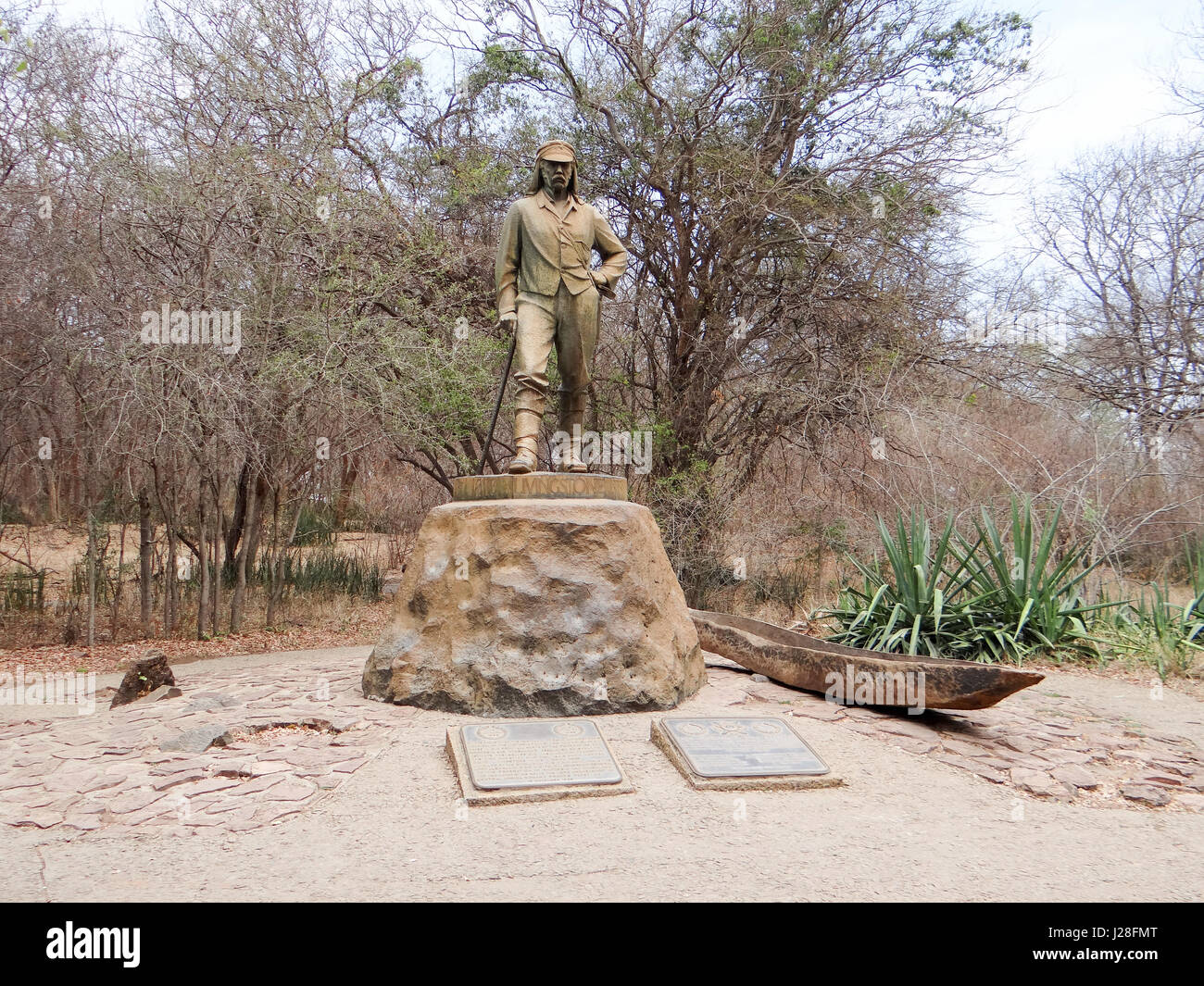 Le Zimbabwe, département, Hwange, Victoria Falls National Park, Victoria Falls, le monument de David Livingstone Banque D'Images