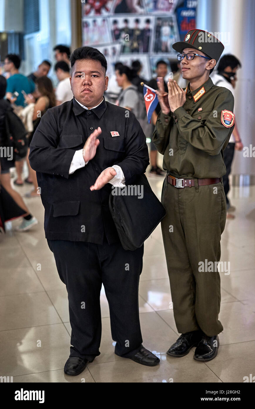Copièce participant vêtu de Kim Jong un, Comic Con, Bangkok, Thaïlande, 2017 Banque D'Images