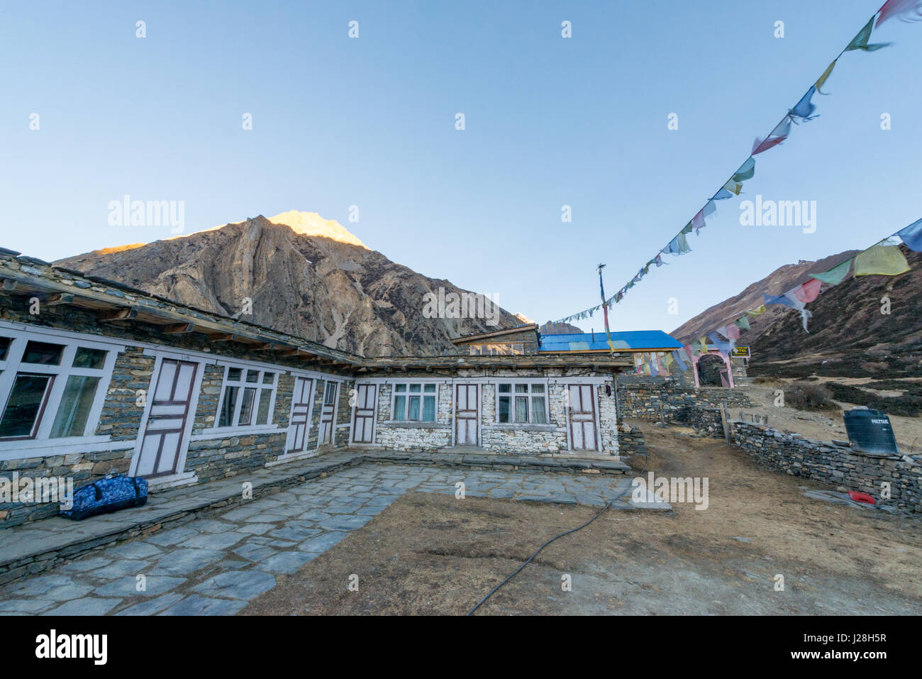Le Népal, Région de l'Ouest, Tanki Manang, sur le circuit de l'Annapurna - Jour 8 - De Yak Kharka à Thorong Phedi - l'Himalayan View Hotel Banque D'Images