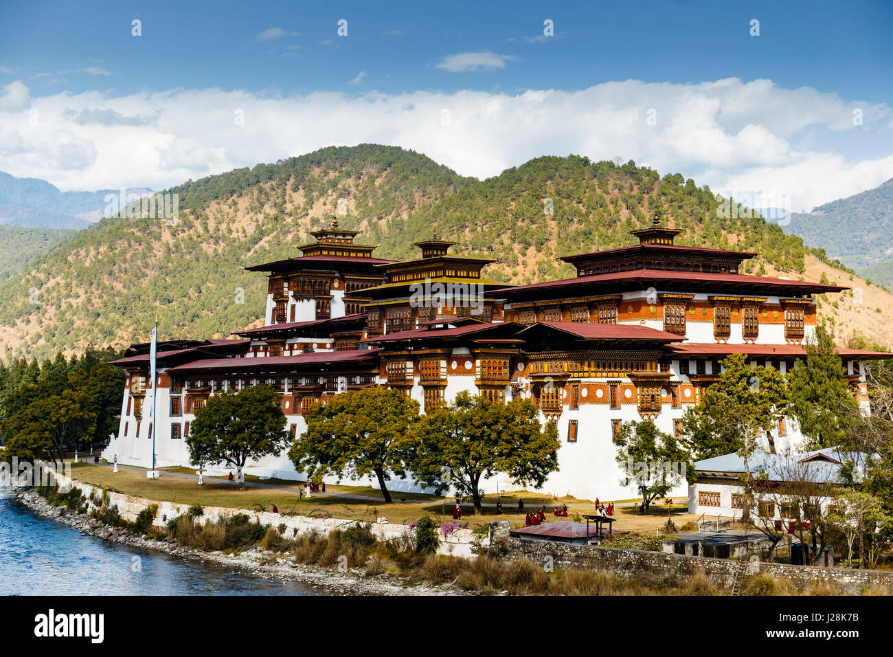 La célèbre Punakha Dzong (Bhoutan) Banque D'Images