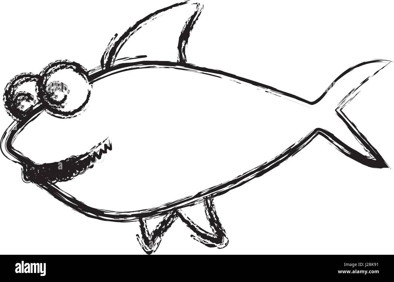 Croquis de monochrome big shark Illustration de Vecteur