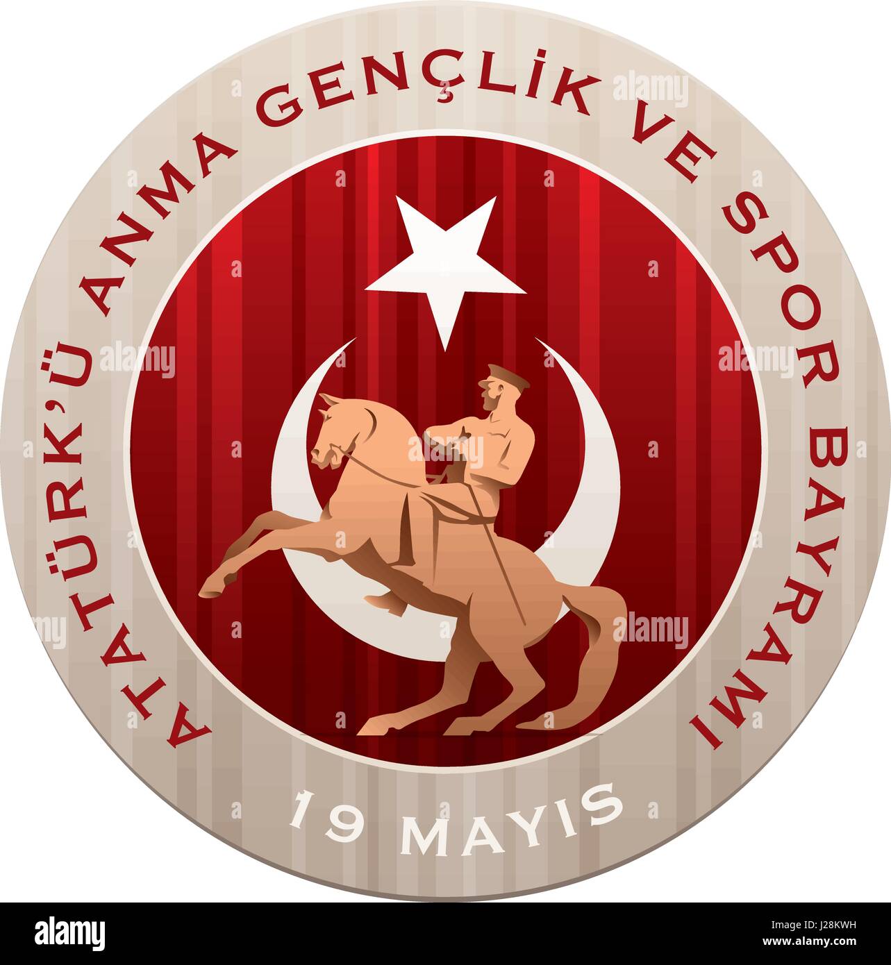 19 Mayis u'Ataturk Anma, Genclik ve Spor Bayrami conception de cartes de vœux. 19 mai Commémoration d'Atatürk, de la jeunesse et des sports 24. Vector illustration. Tur Illustration de Vecteur