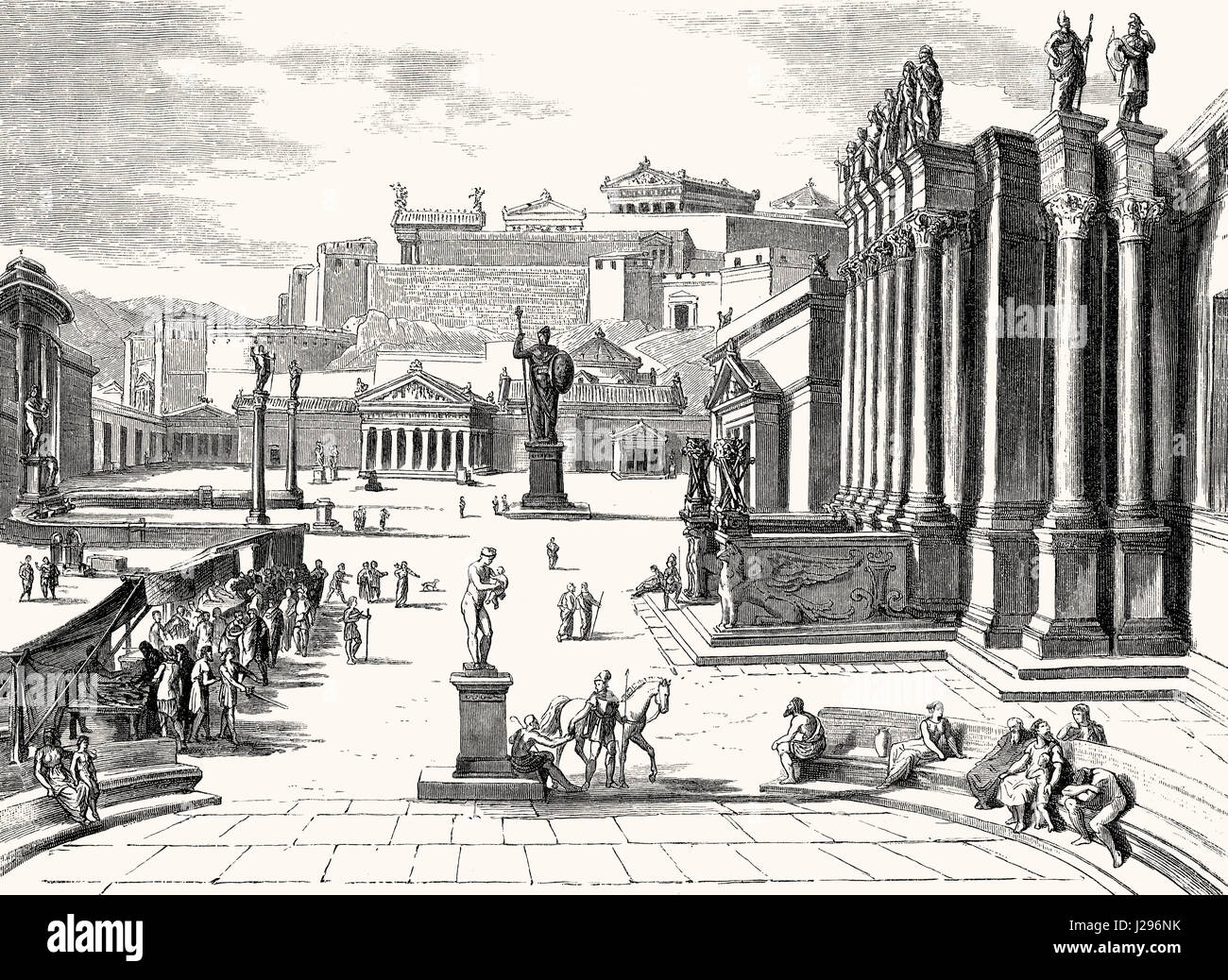 Le marché de Sparte, une cité-état de la Grèce antique Banque D'Images