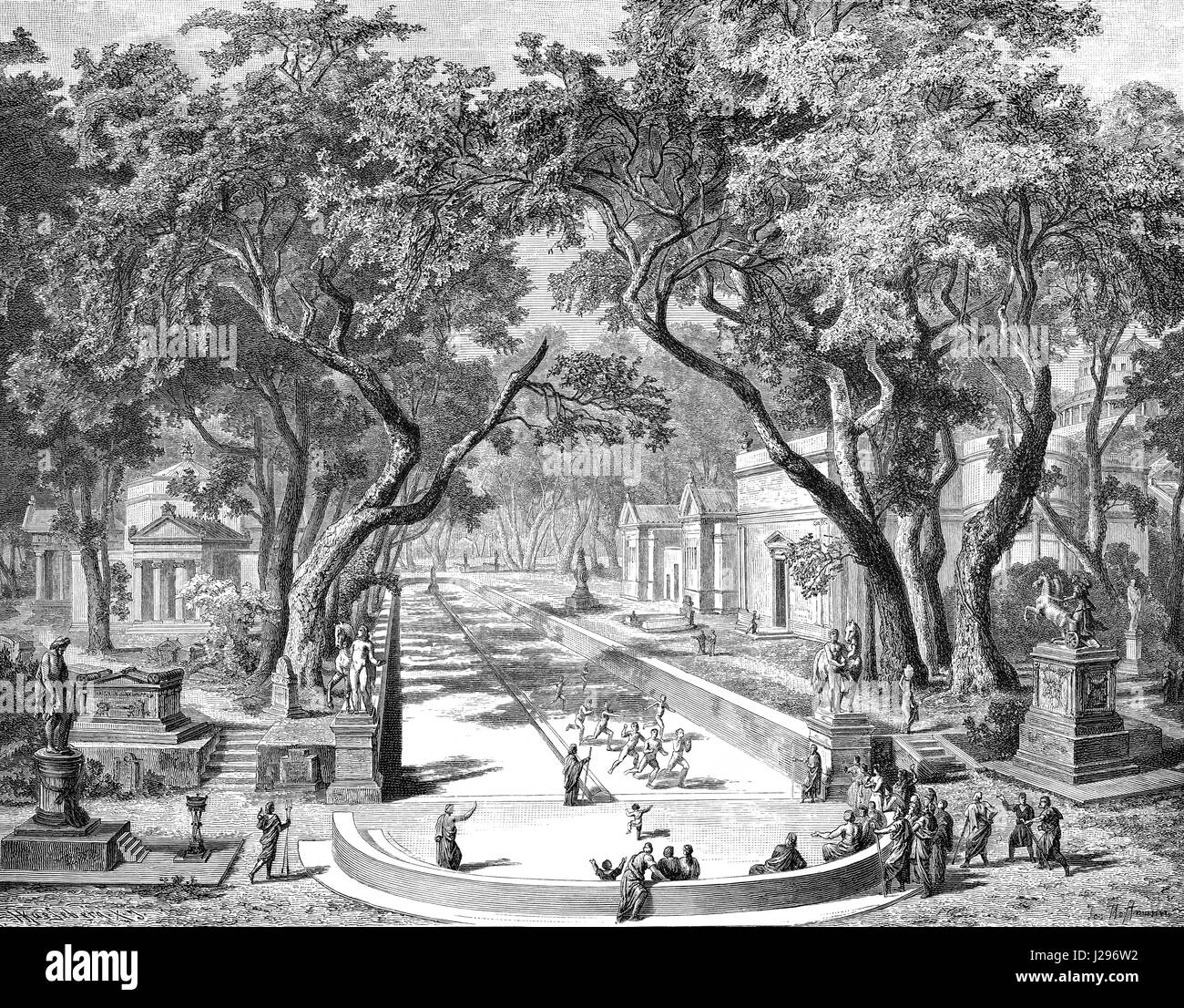 Les jeunes spartiates de l'exercice à l'Dromos de Sparte, une cité-état de la Grèce antique Banque D'Images