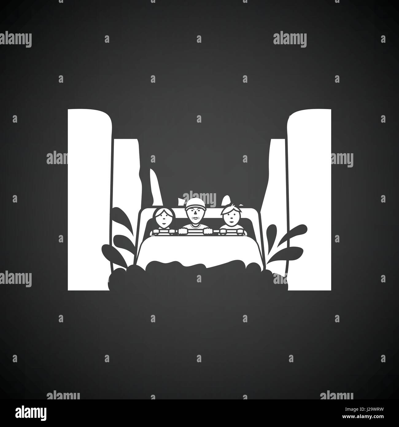 L'icône de l'eau en bateau. Fond noir avec blanc. Vector illustration. Illustration de Vecteur