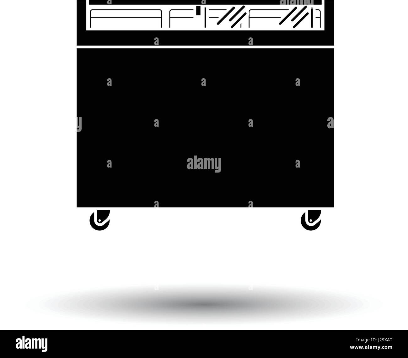Congélateur mobile supermarché icône. Fond noir avec blanc. Vector illustration. Illustration de Vecteur