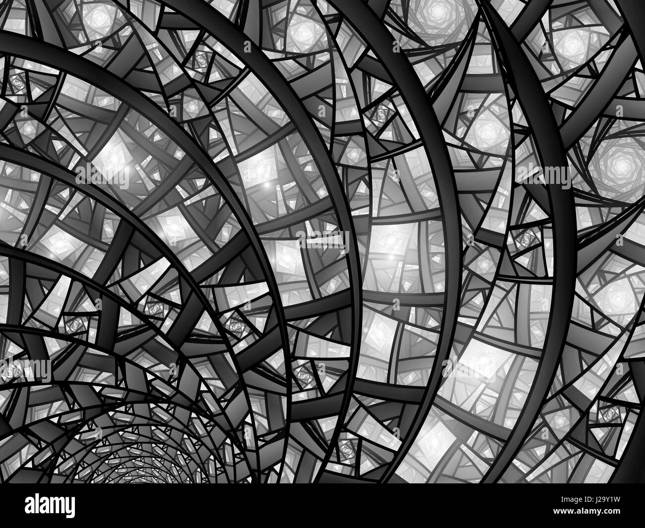 Cartes d'intensité de vitraux, noir et blanc, générée par ordinateur résumé fond, 3D Rendering Banque D'Images