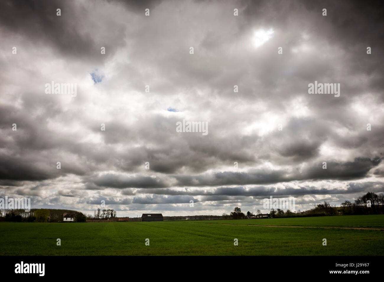 Le paysage plat et big open sky de Cambridgeshire Banque D'Images