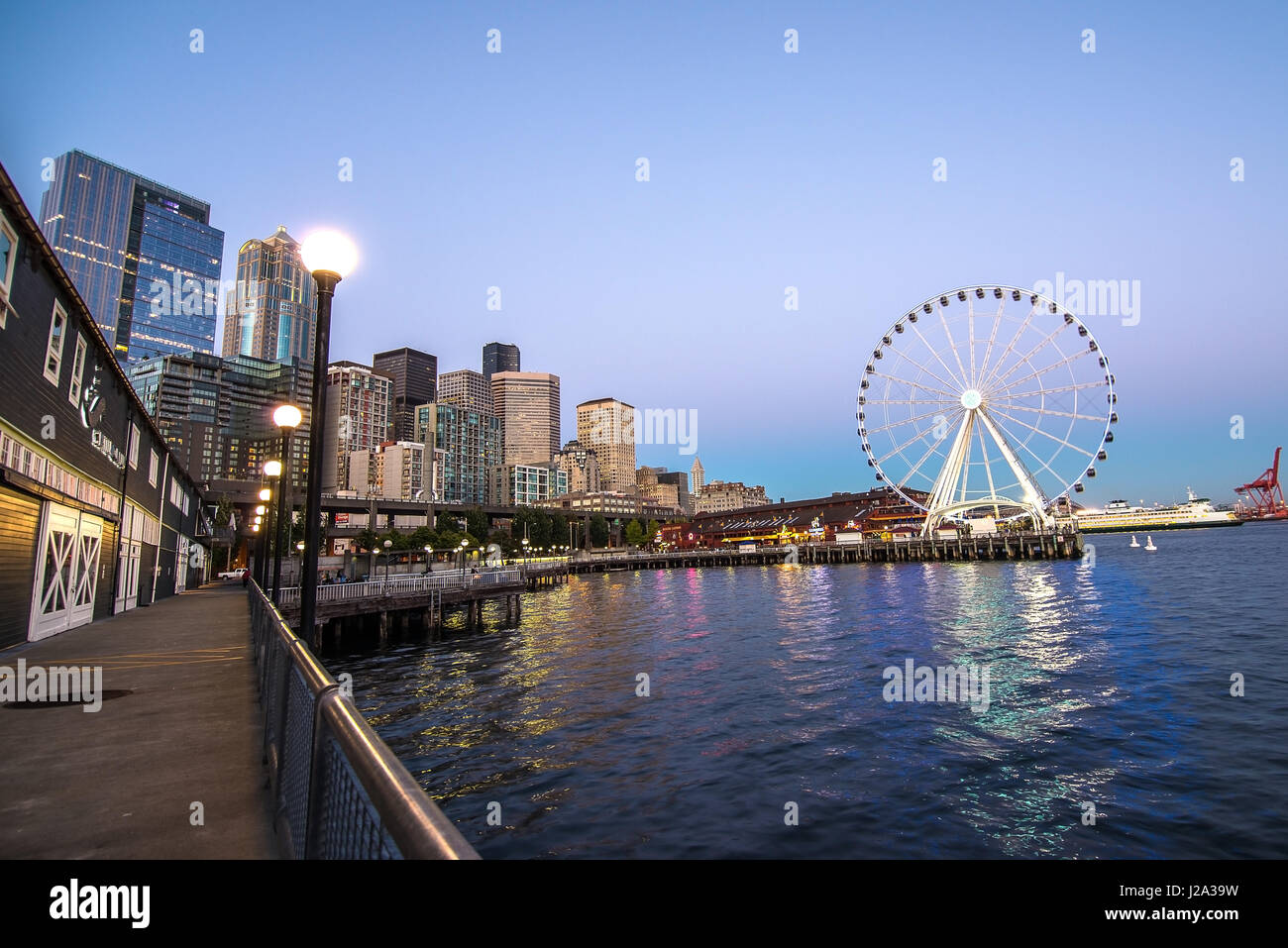 Centre-ville de Seattle Washington dans la nuit Banque D'Images